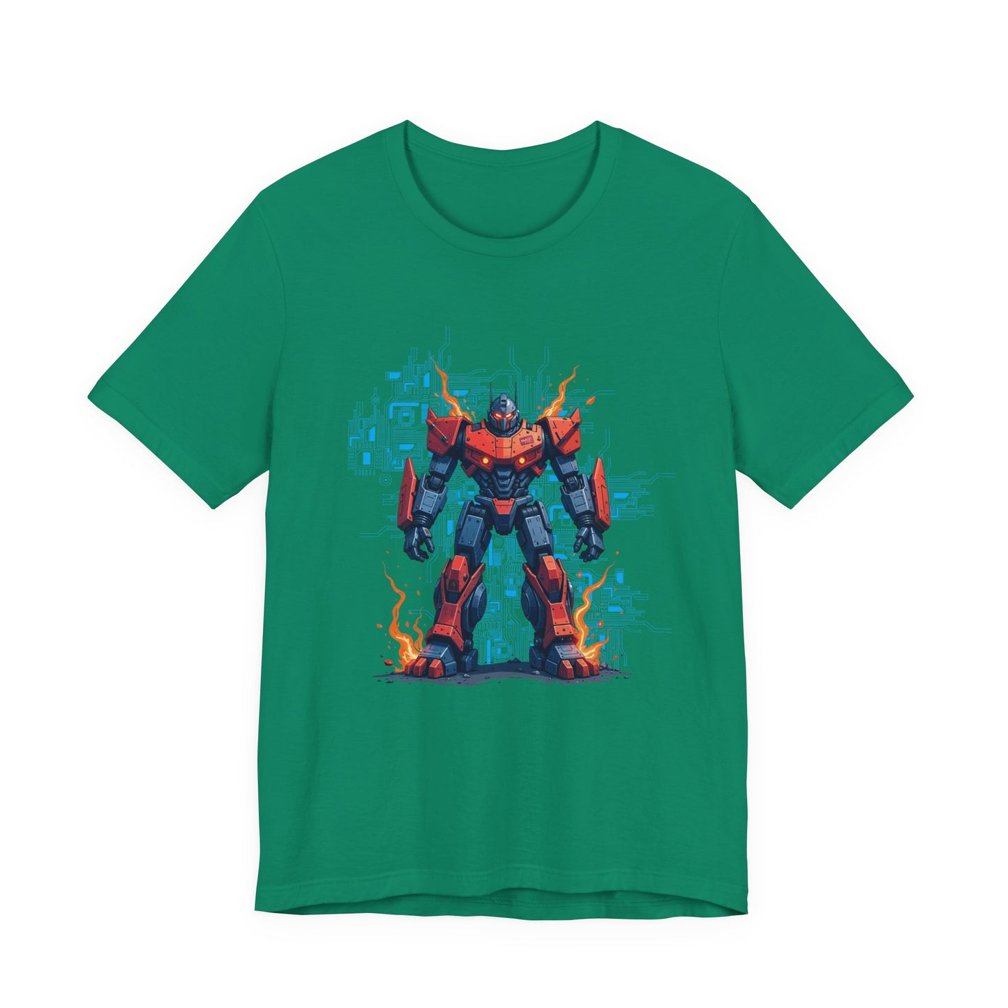 Ready for Anything – Robot Transformer on Fiery Ground Graphic T-Shirt