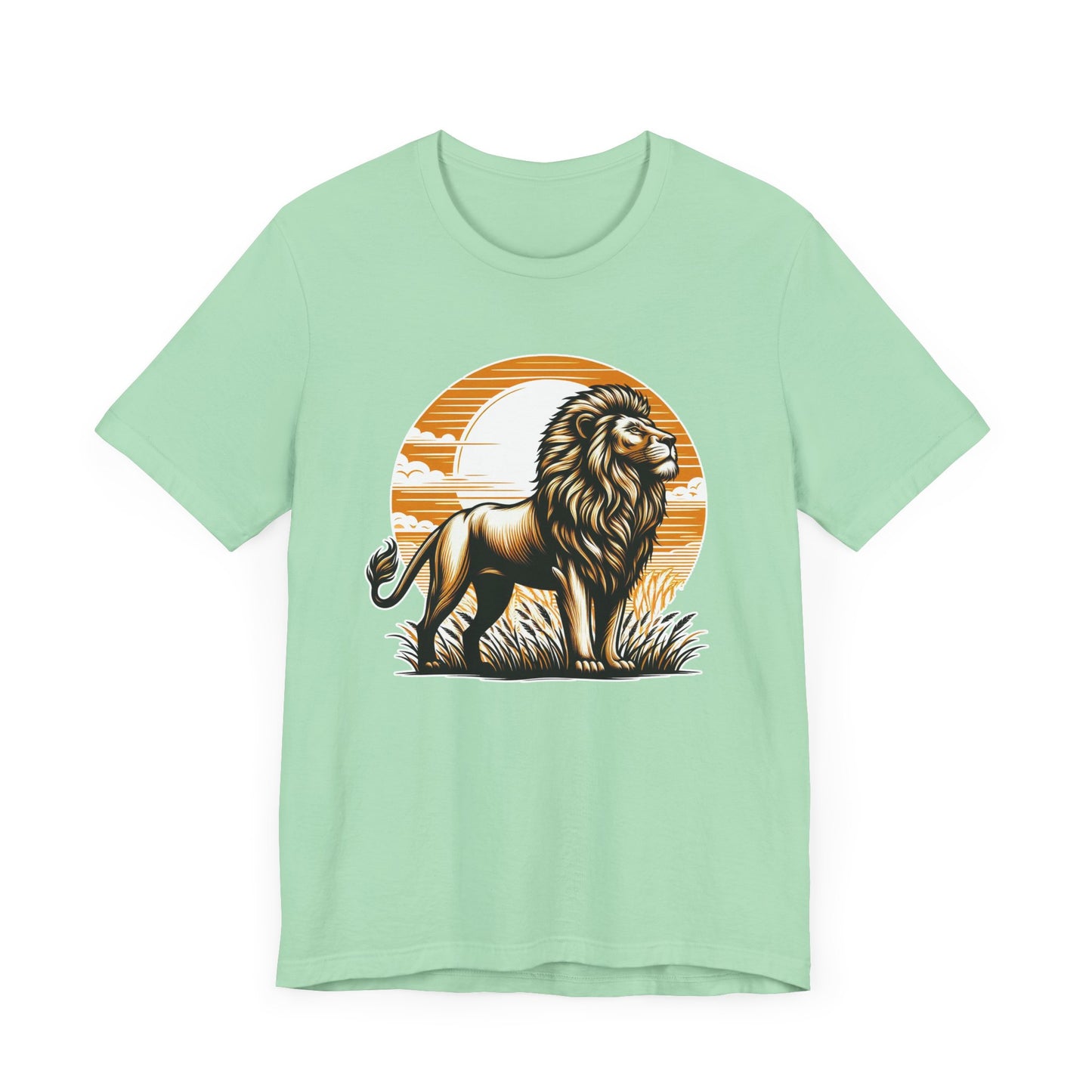 King of the Wild Majestic Male Lion Watching Territory with Sunrise Graphic T-Shirt