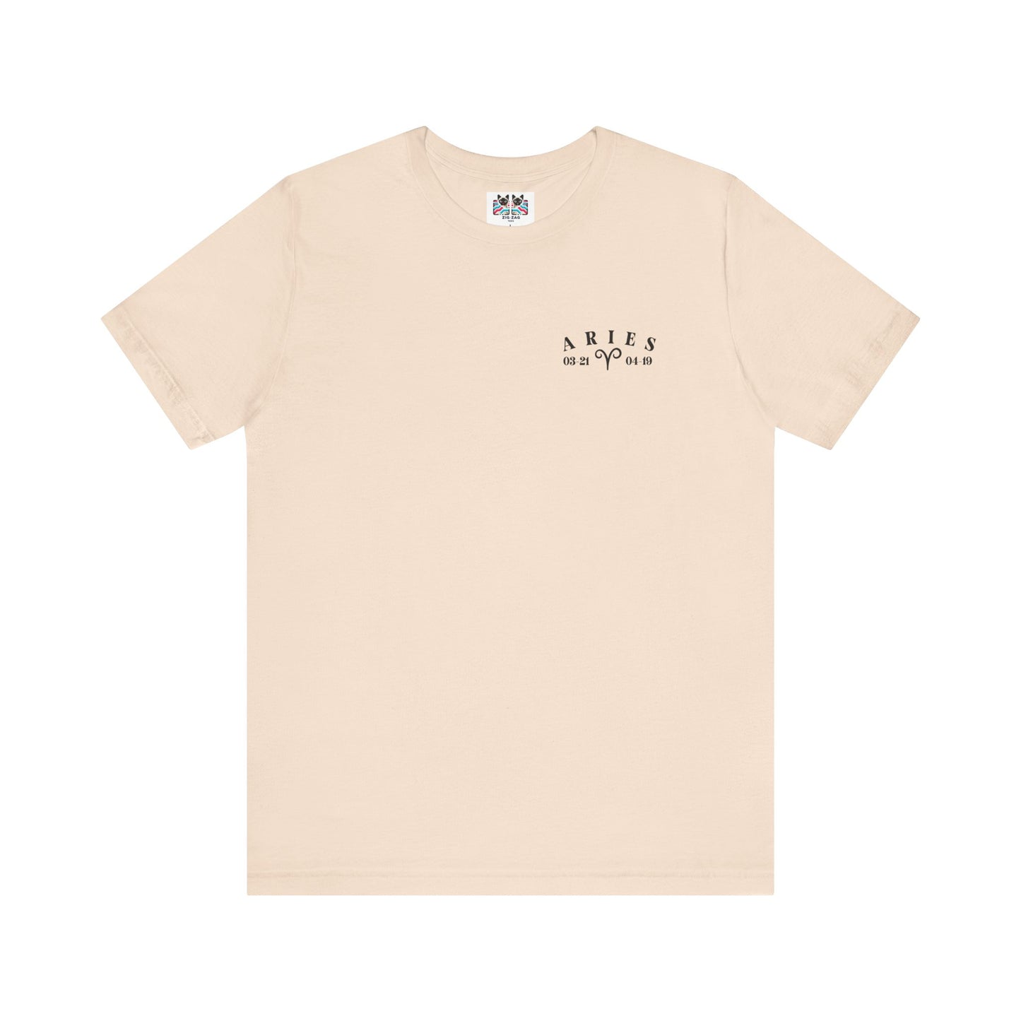 Aries Zodiac T-Shirt – Ram Head with Constellation and Floral Background