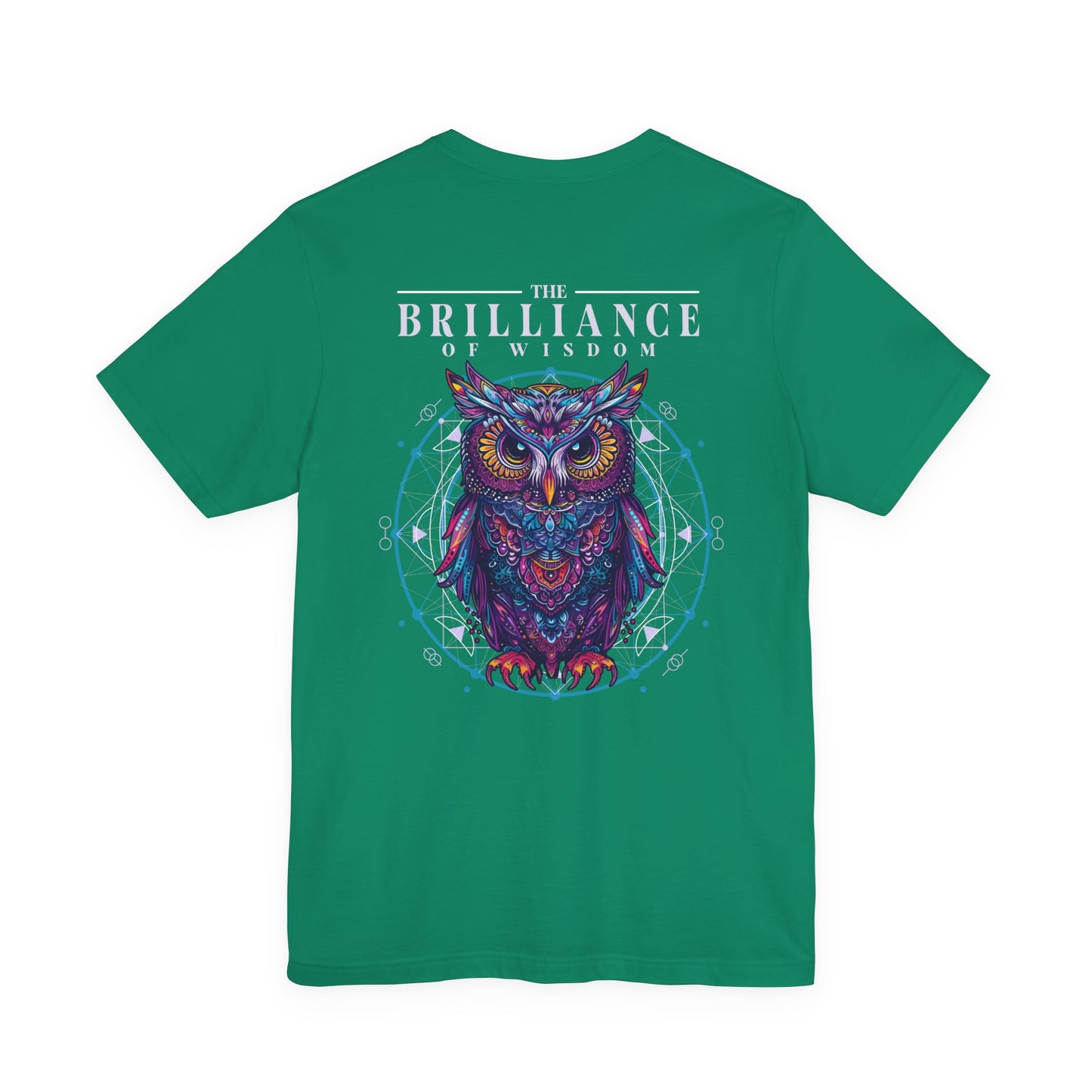 The Brilliance of Wisdom T-Shirt – Vibrant Owl with Geometric Art