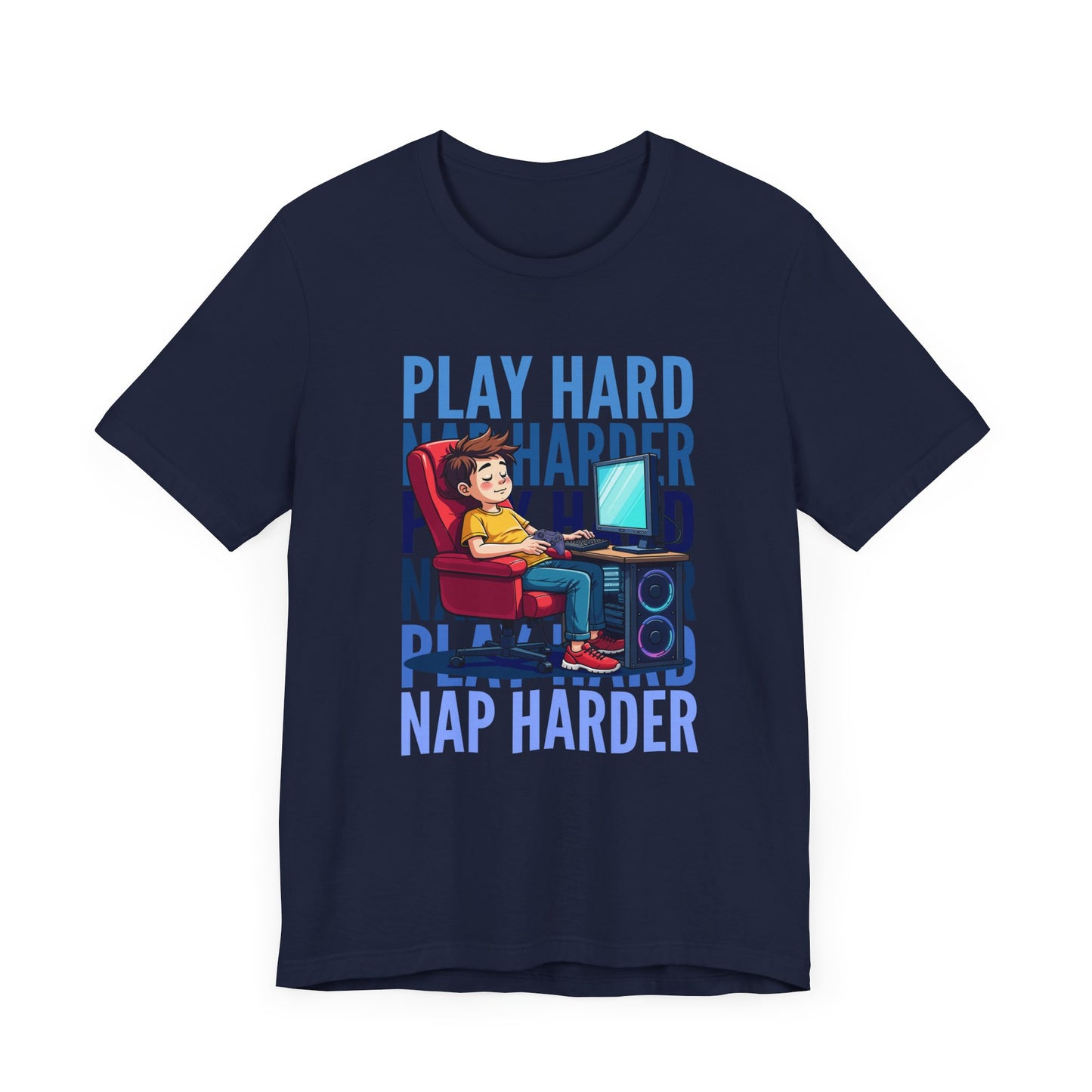 Play Hard Nap Harder Tee, Gamer Sleep Shirt, Funny Gaming Lifestyle Graphic, Controller Down Top, Sleepy Nerd Gift