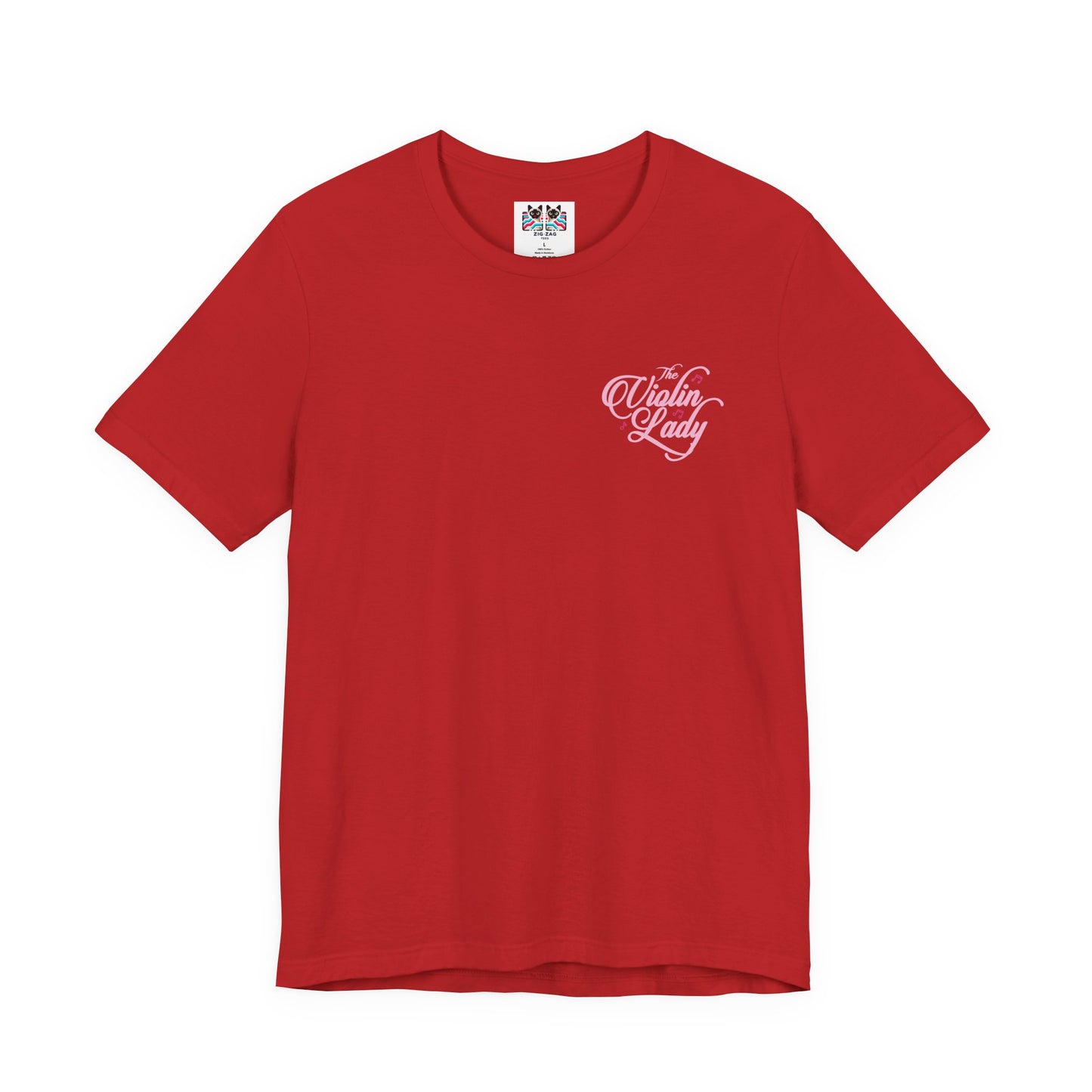 The Violin T-Shirt – Woman in Pink Dress with Flowers and Music Notes