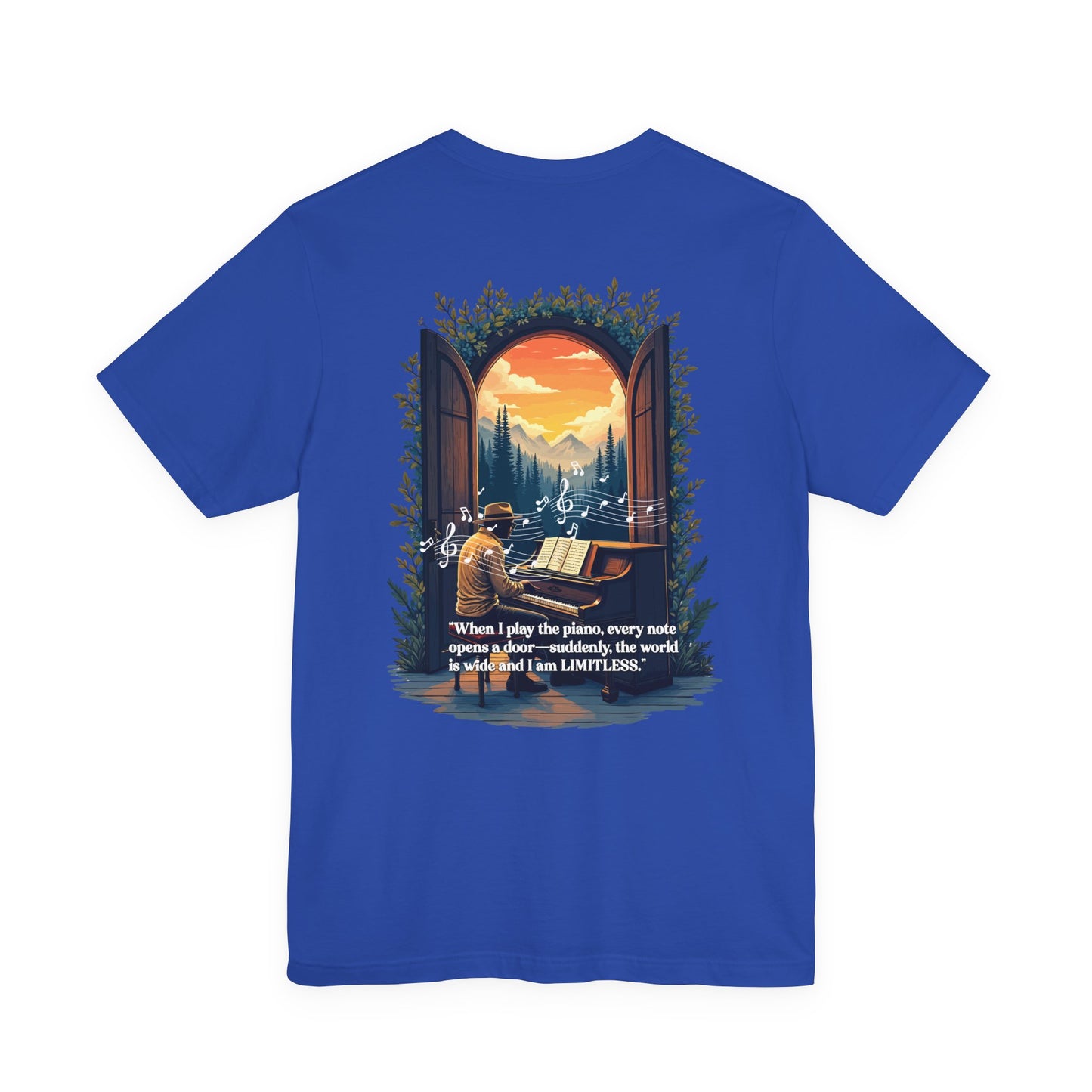 Limitless T-Shirt – Inspirational Piano and Nature Doorway Design