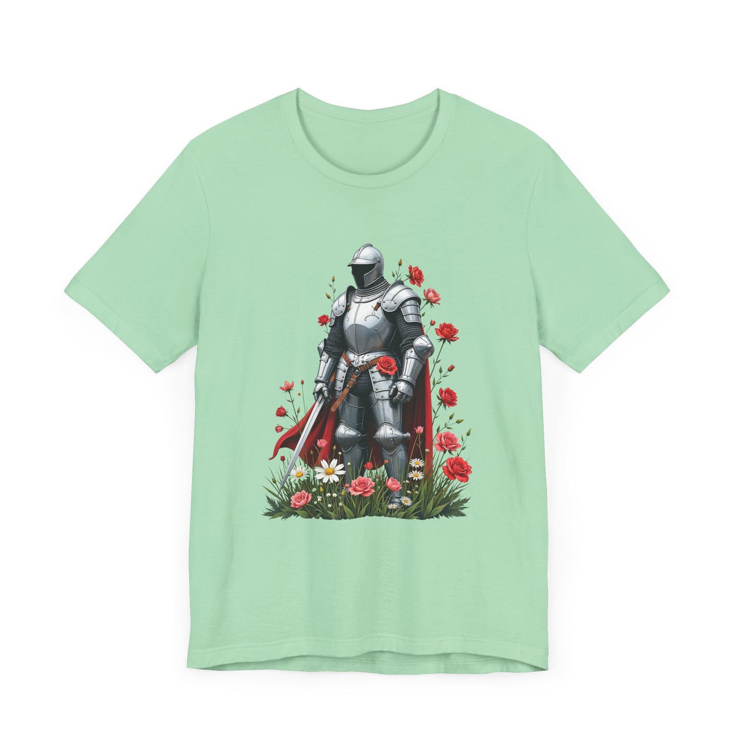 Medieval Knight and Roses Graphic Shirt – Strength and Beauty