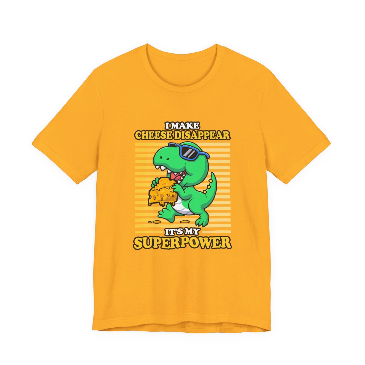 I Make Cheese Disappear T-Shirt – Cool Dinosaur With Sunglasses Running Away Humor Graphic Tee