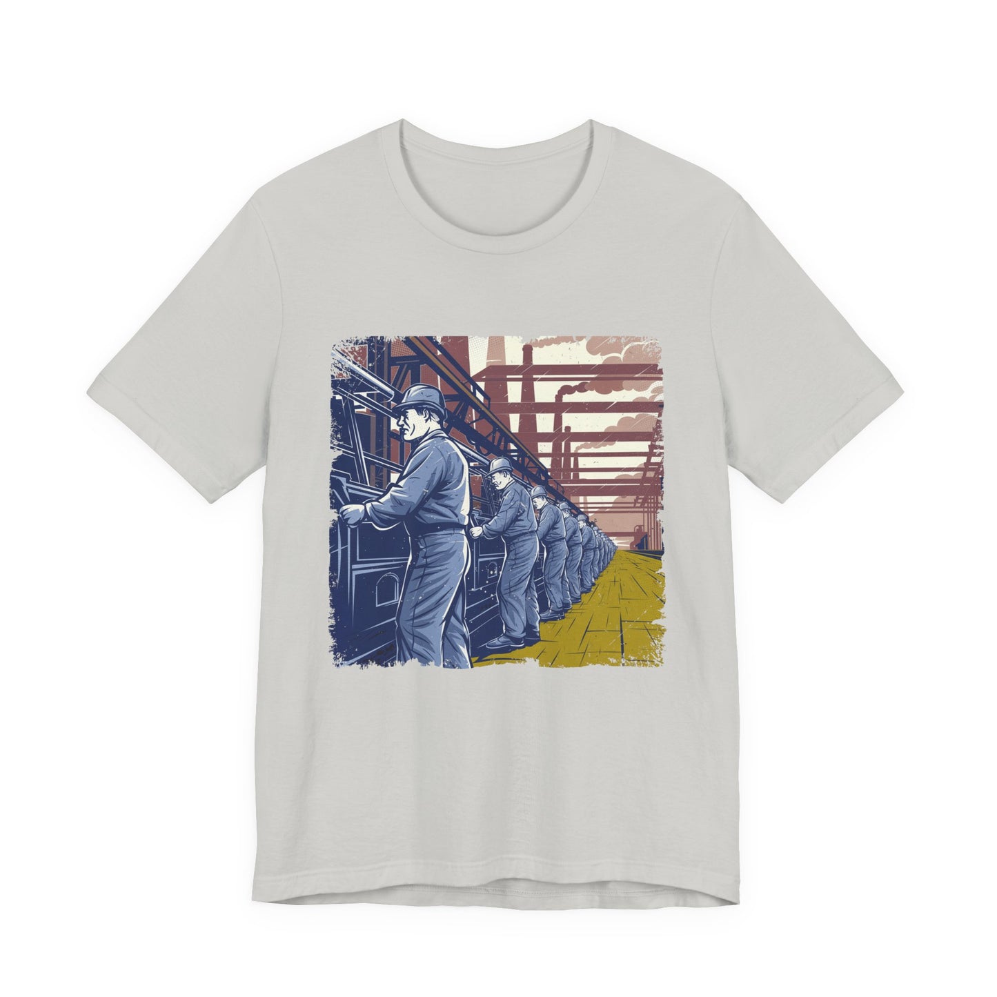 Factory Life, 1800s Edition Tshirt – Assembly Line Workers and Historic Factory Scene