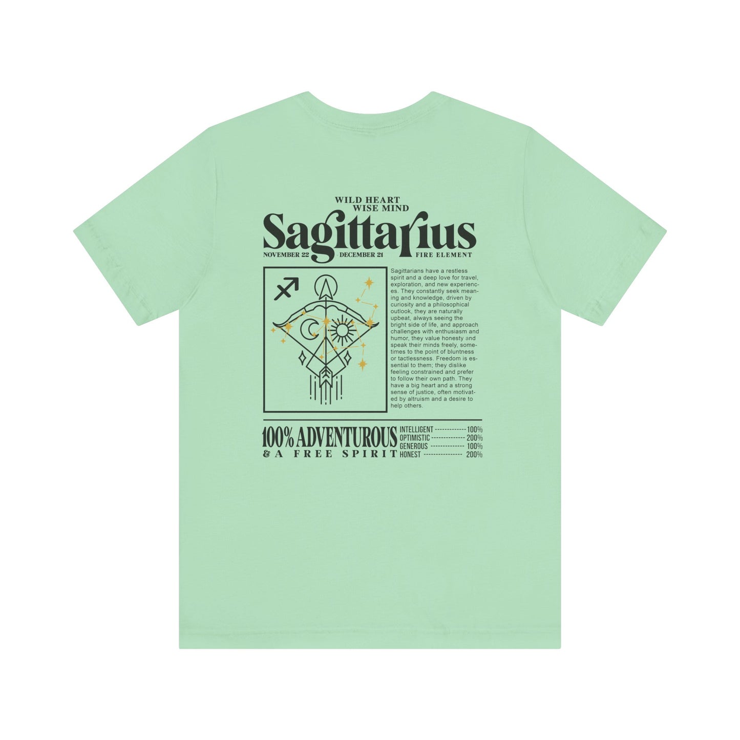 Sagittarius Zodiac T-Shirt – Wild Heart Wise Mind Fire Element