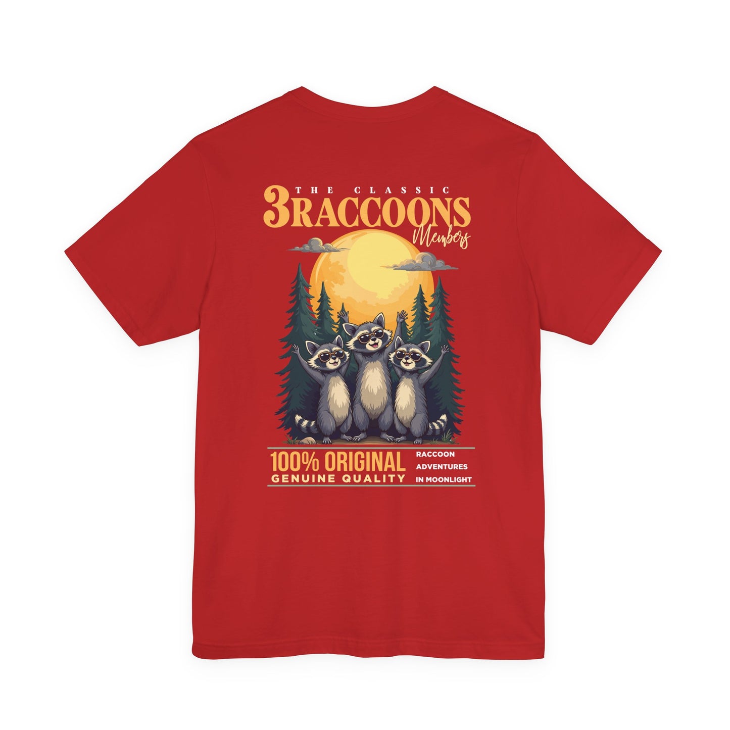 The Classic 3 Raccoons Members T-Shirt – Moonlight Raccoon Adventure Graphic