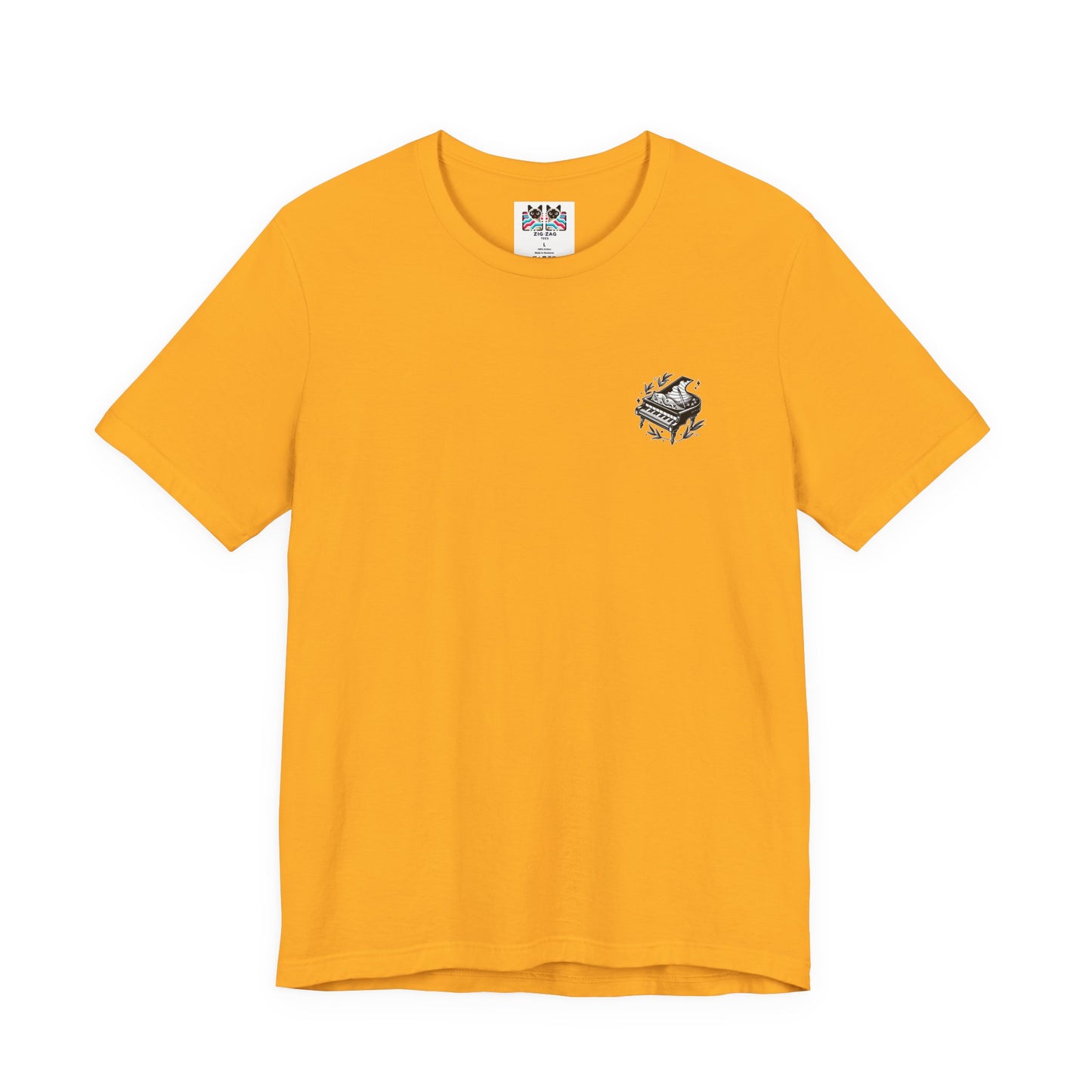 Grand Piano Story T-Shirt – Artistic Music Notes & Keys Graphic
