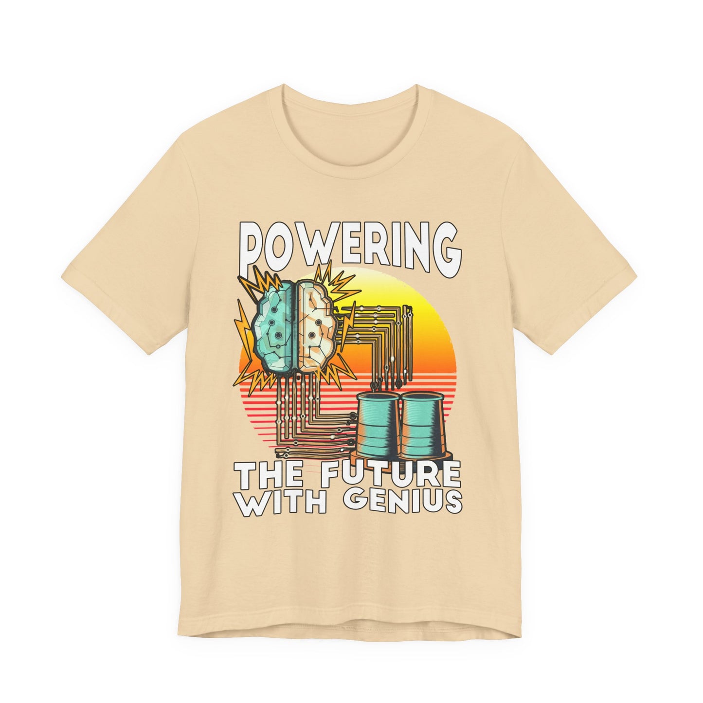 Powering the Future with Genius Tshirt – AI Brain and Tesla Turbines Graphic