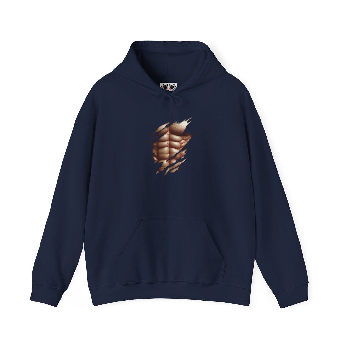 Fake Muscles Ripped Torn Chest - Six Pack Abs Workout Hoodie