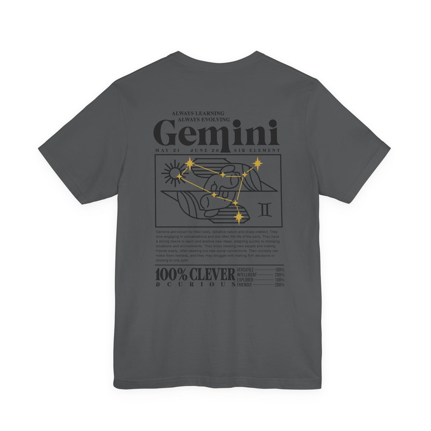Gemini Zodiac T-Shirt – Clever and Curious Air Sign Graphic