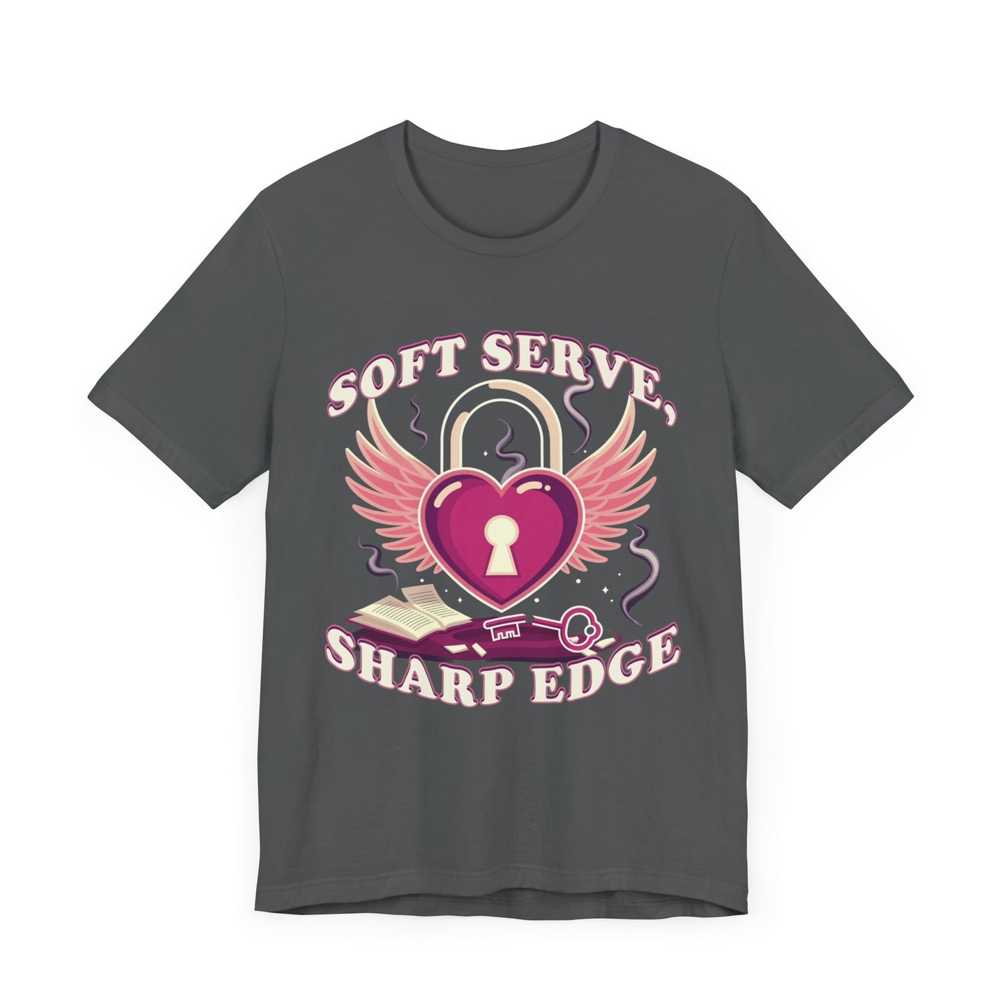Soft Serve, Sharp Edge | Heart Lock, Wings & Broken Key Graphic T-Shirt