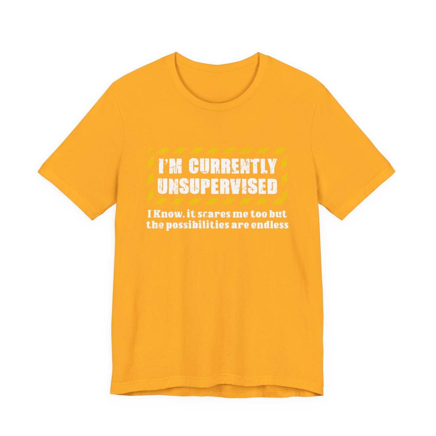 Currently Unsupervised T-Shirt – Funny Caution Alert Humorous Graphic Tee