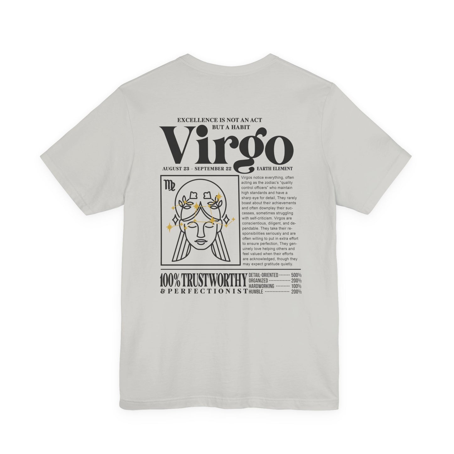 Virgo Lady Zodiac T-Shirt – Excellence Is Not an Act but a Habit