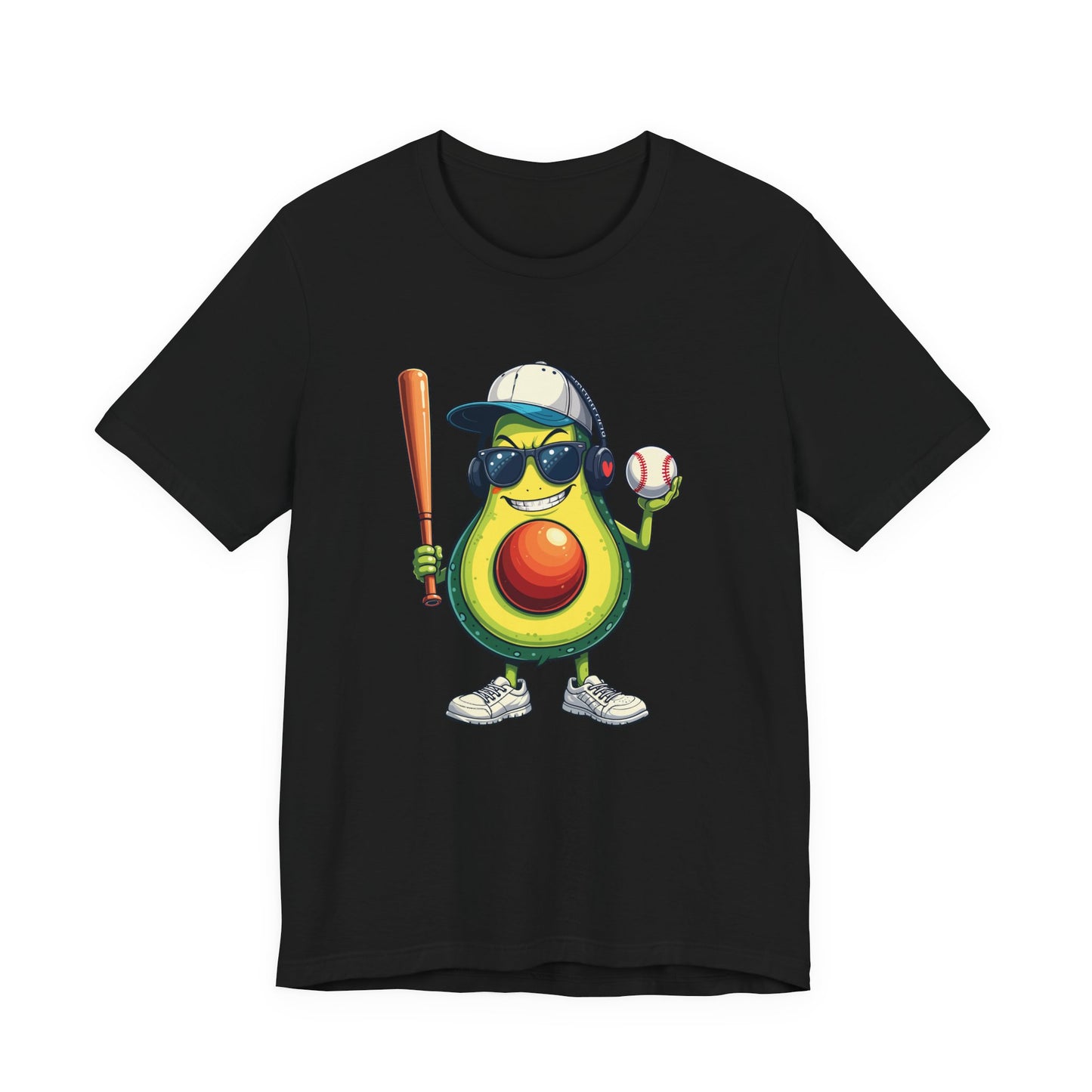 Aggressive Avocado Baseball Mascot Tshirt Bold Sports Fruit Character Design