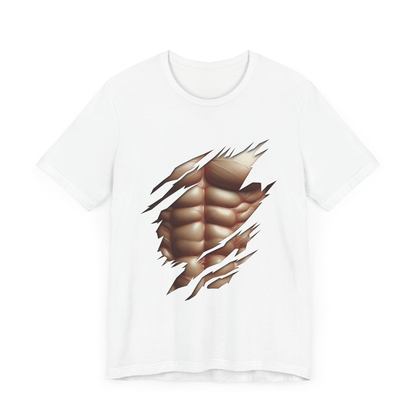 Fake Muscles Shirt, Ripped Chest Costume Tee, Six Pack Abs Funny Graphic T Shirt, Joke Fitness Apparel, Party Costume Gym Gag Top