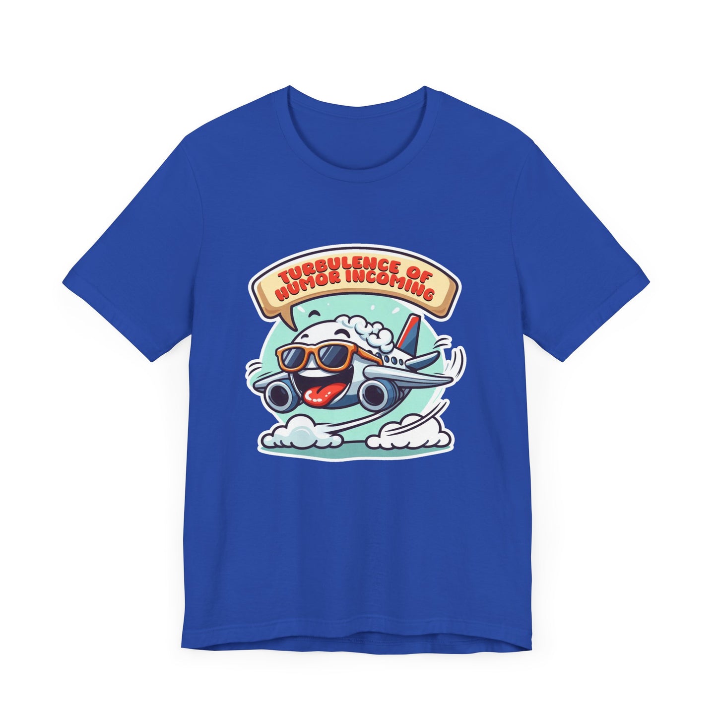 Turbulence of Humor Coming | Flight Landing with Smiling Face & Sunglasses Graphic T-Shirt