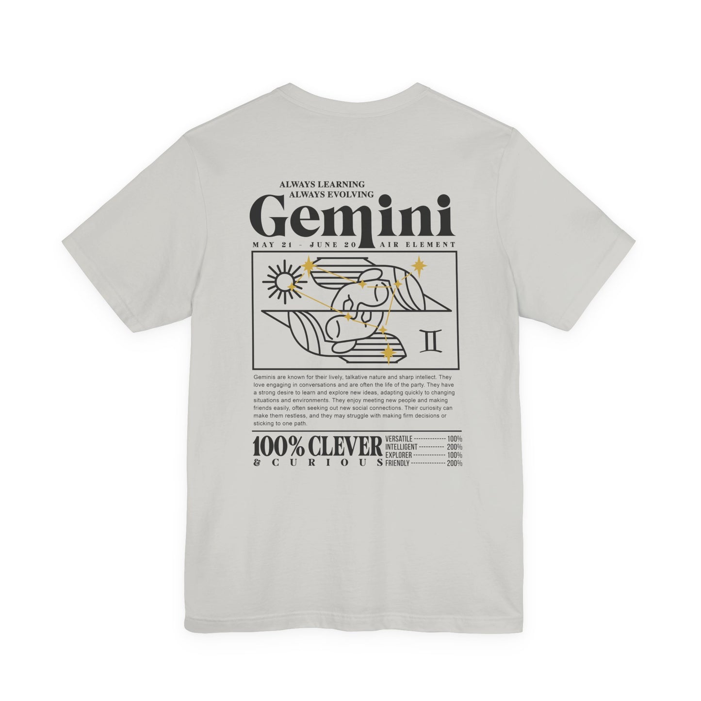 Gemini Zodiac T-Shirt – Clever and Curious Air Sign Graphic