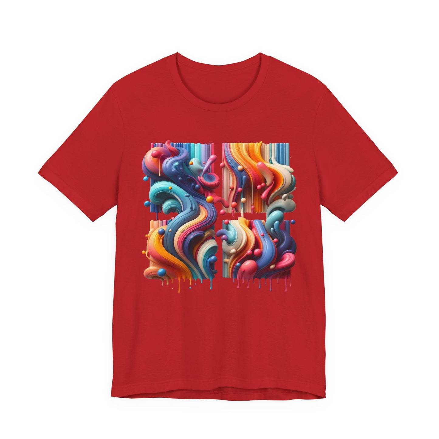 Drip Fusion Squares – Colorful Abstract Drip Art T-Shirt