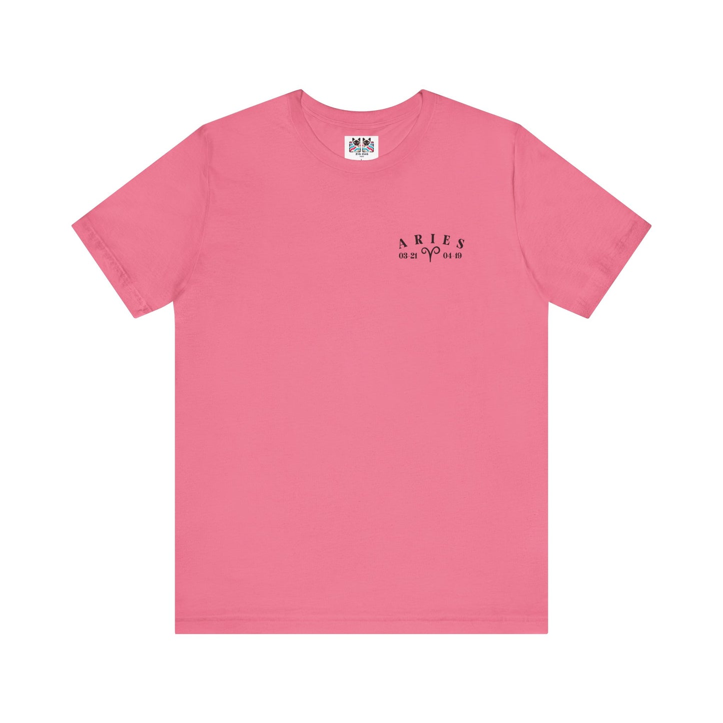Aries Zodiac T-Shirt – Ram Head with Constellation and Floral Background