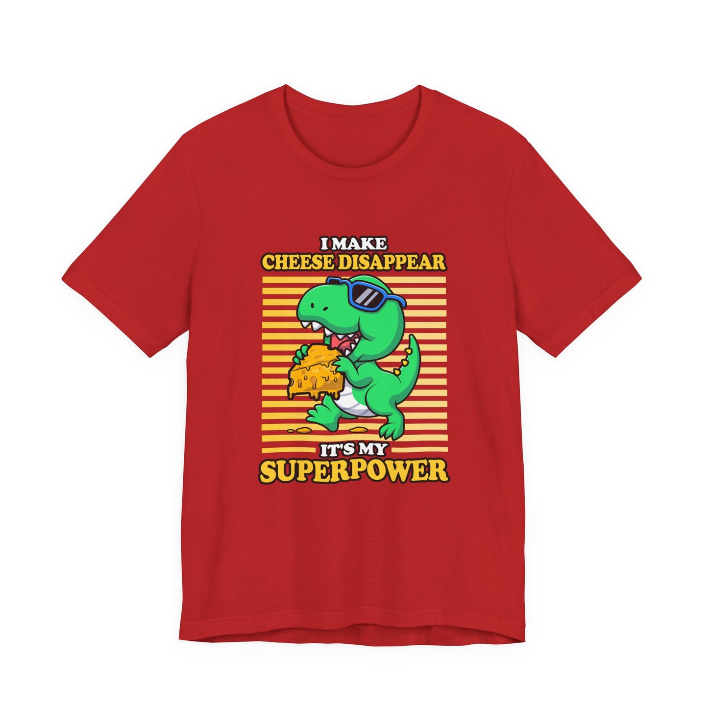 I Make Cheese Disappear T-Shirt – Cool Dinosaur With Sunglasses Running Away Humor Graphic Tee