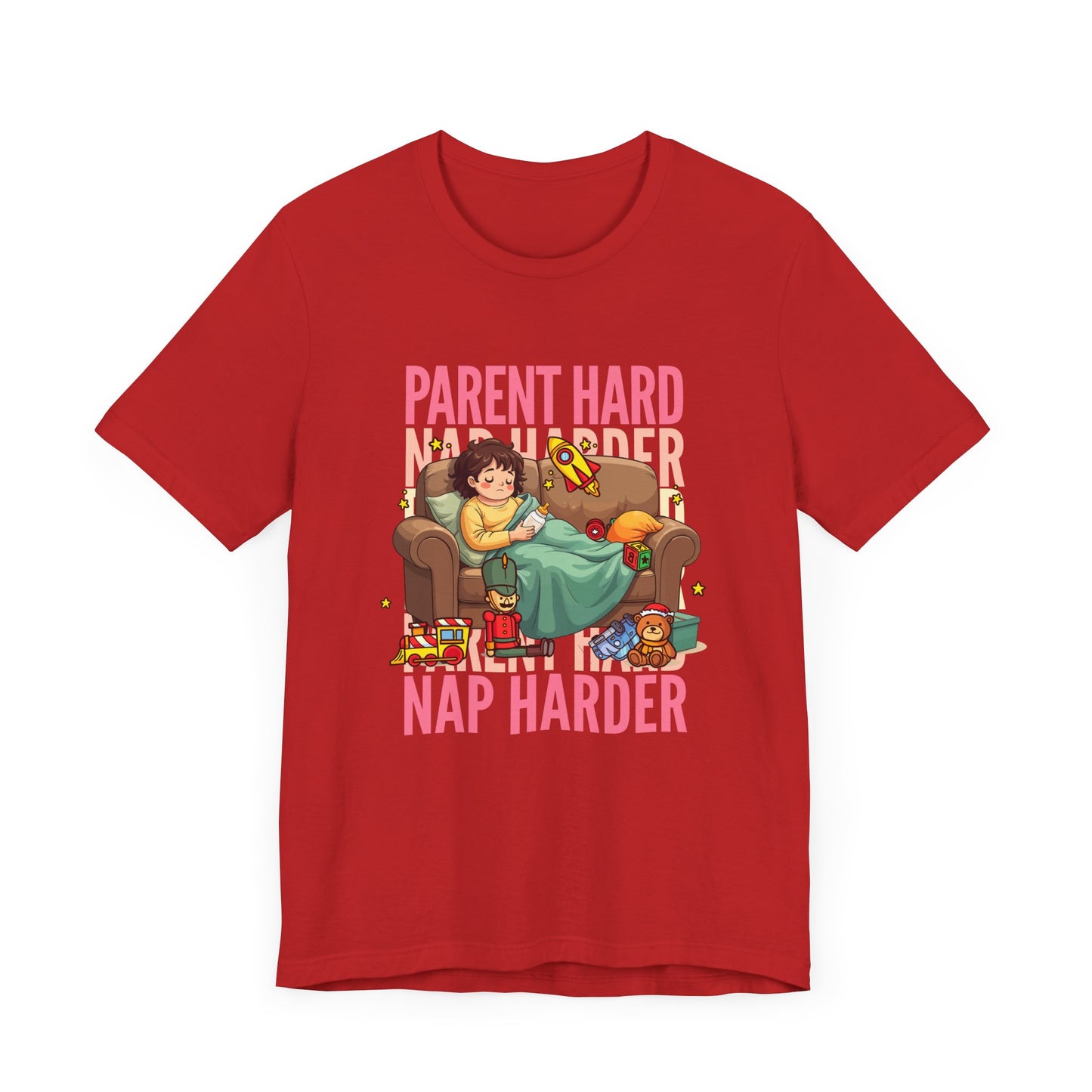 Parent Hard Nap Harder Tee, Funny Parenting Life Shirt, Tired Parent Graphic Tee, Sleepless Caregiver Top, Family Survival Gift