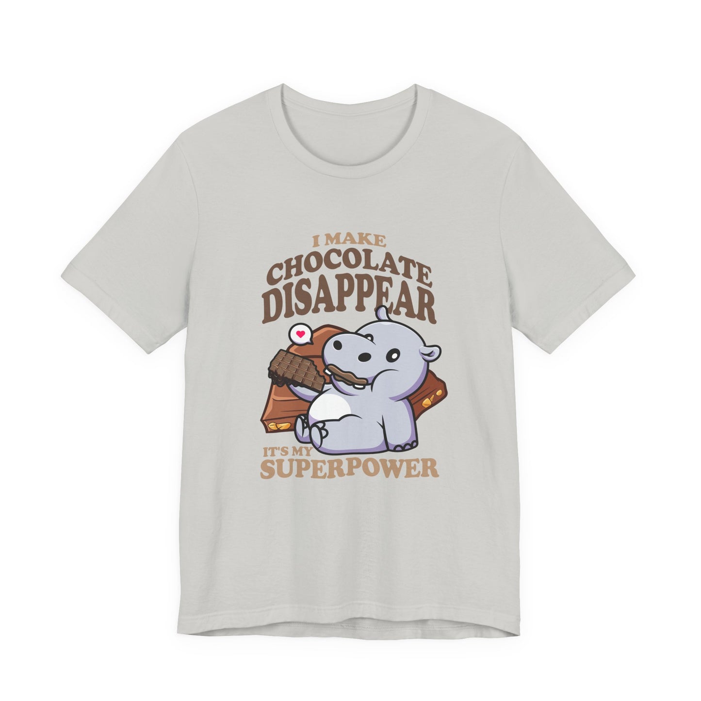 I Make Chocolate Disappear T-Shirt – Adorable Baby Rhino With Chocolate Funny Super Power Graphic Tee