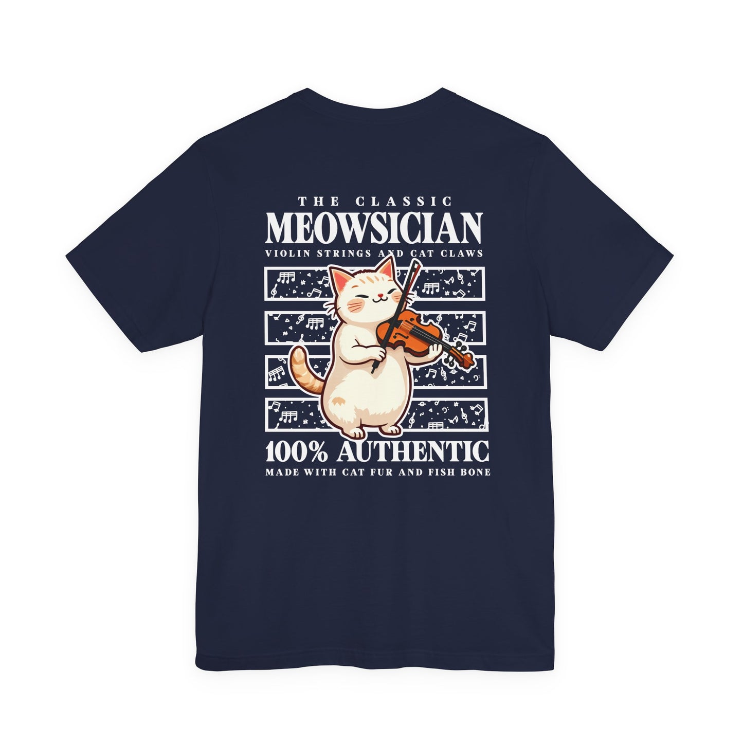 The Classic Meowsician T-Shirt – Cat & Violin Music Notes Fun Graphic