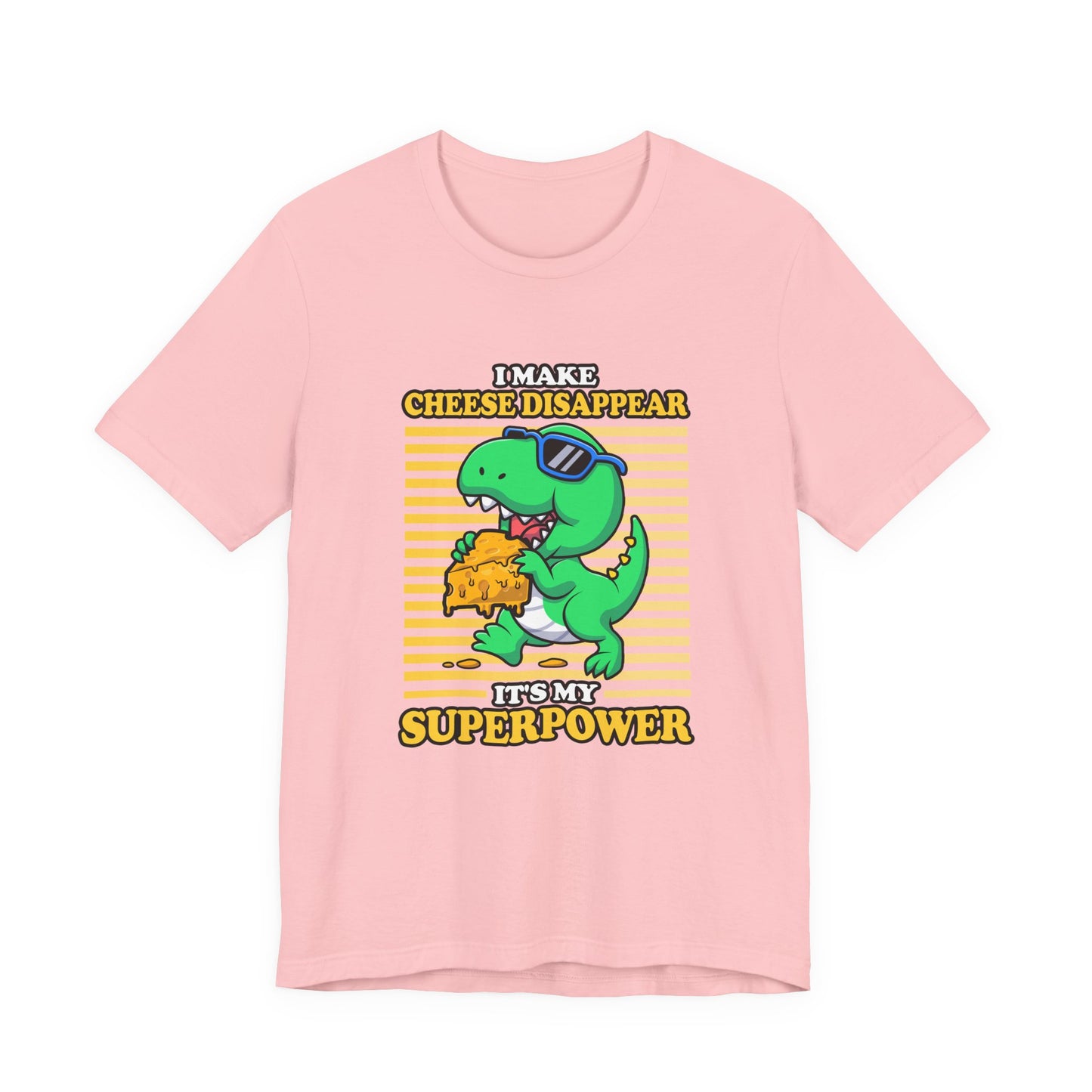 I Make Cheese Disappear T-Shirt – Cool Dinosaur With Sunglasses Running Away Humor Graphic Tee