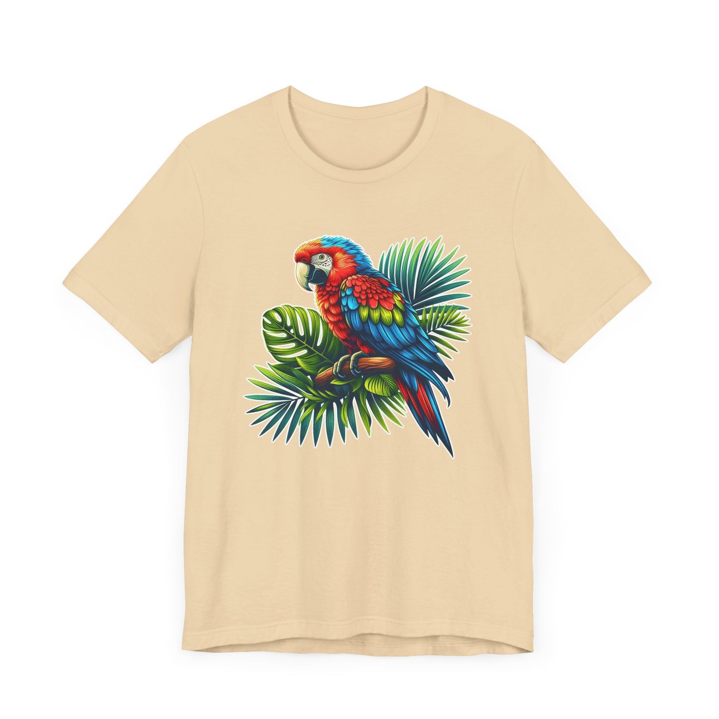 Colorful Macaw Parrot perched gracefully on Lush Green Branch Graphic T-Shirt