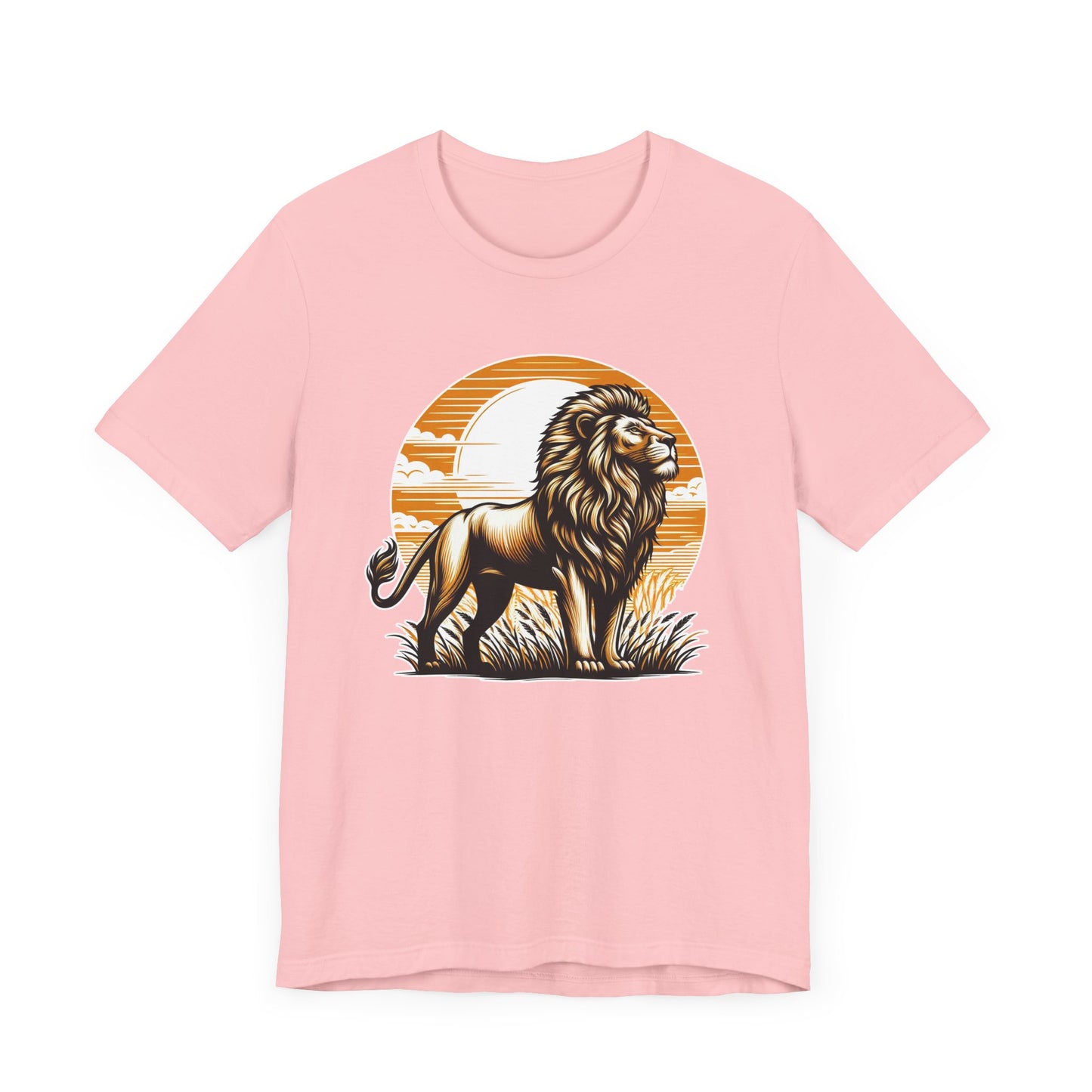 King of the Wild Majestic Male Lion Watching Territory with Sunrise Graphic T-Shirt