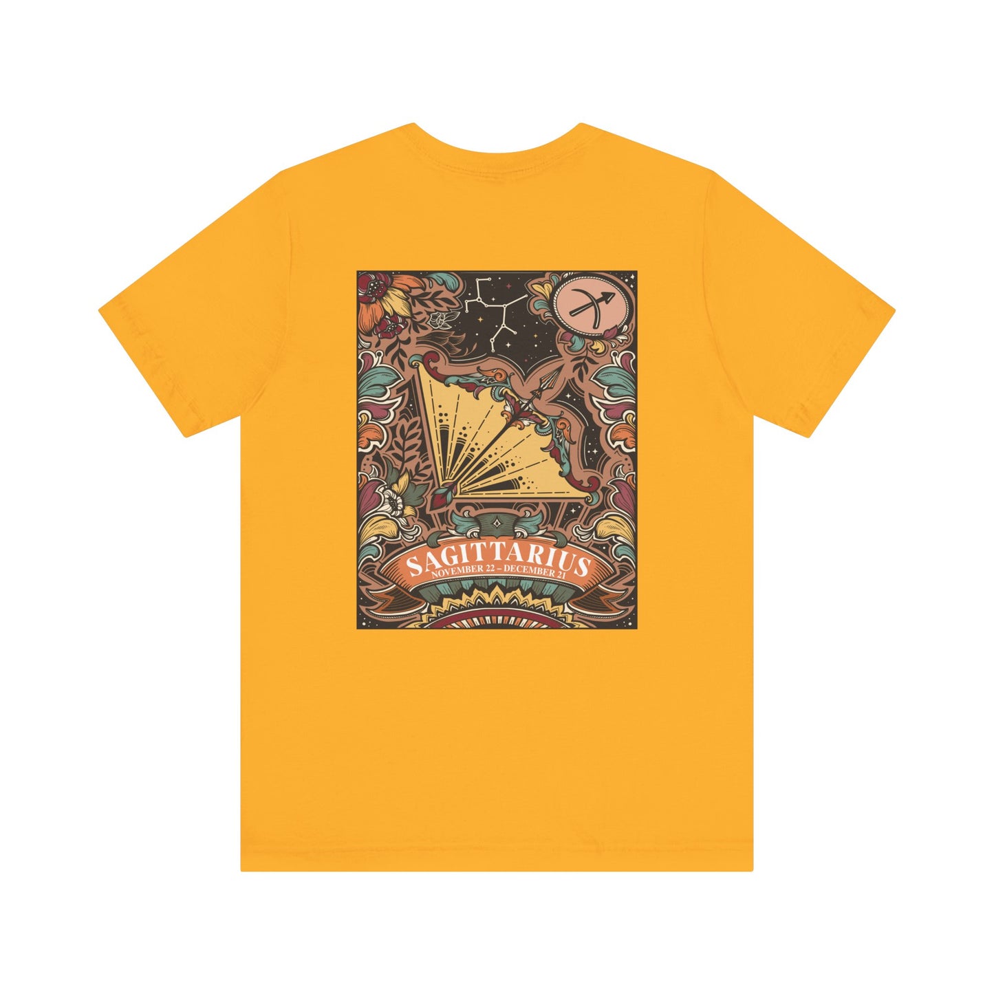 Sagittarius Zodiac T-Shirt – Constellation and Abstract Floral Design