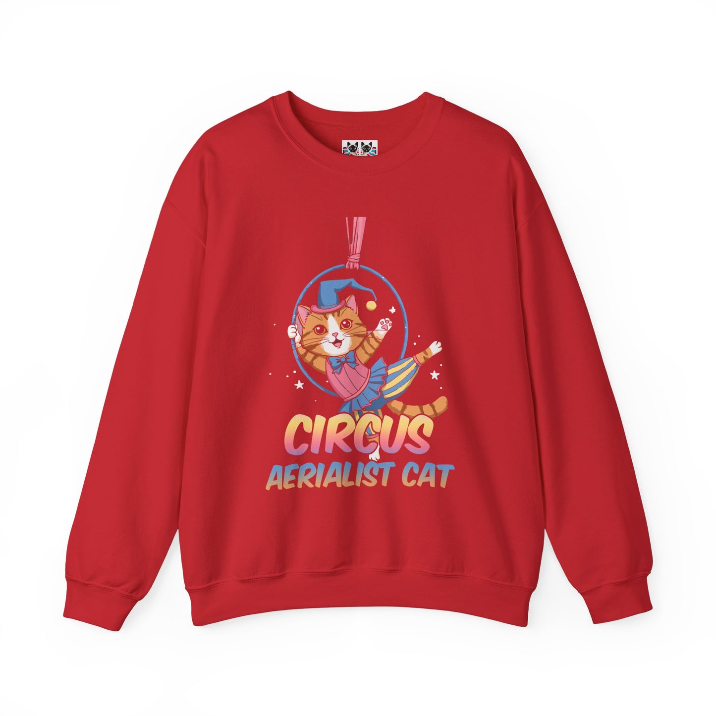 Circus Aerialist Cat - Cute and Funny Performer Crewneck Sweatshirt