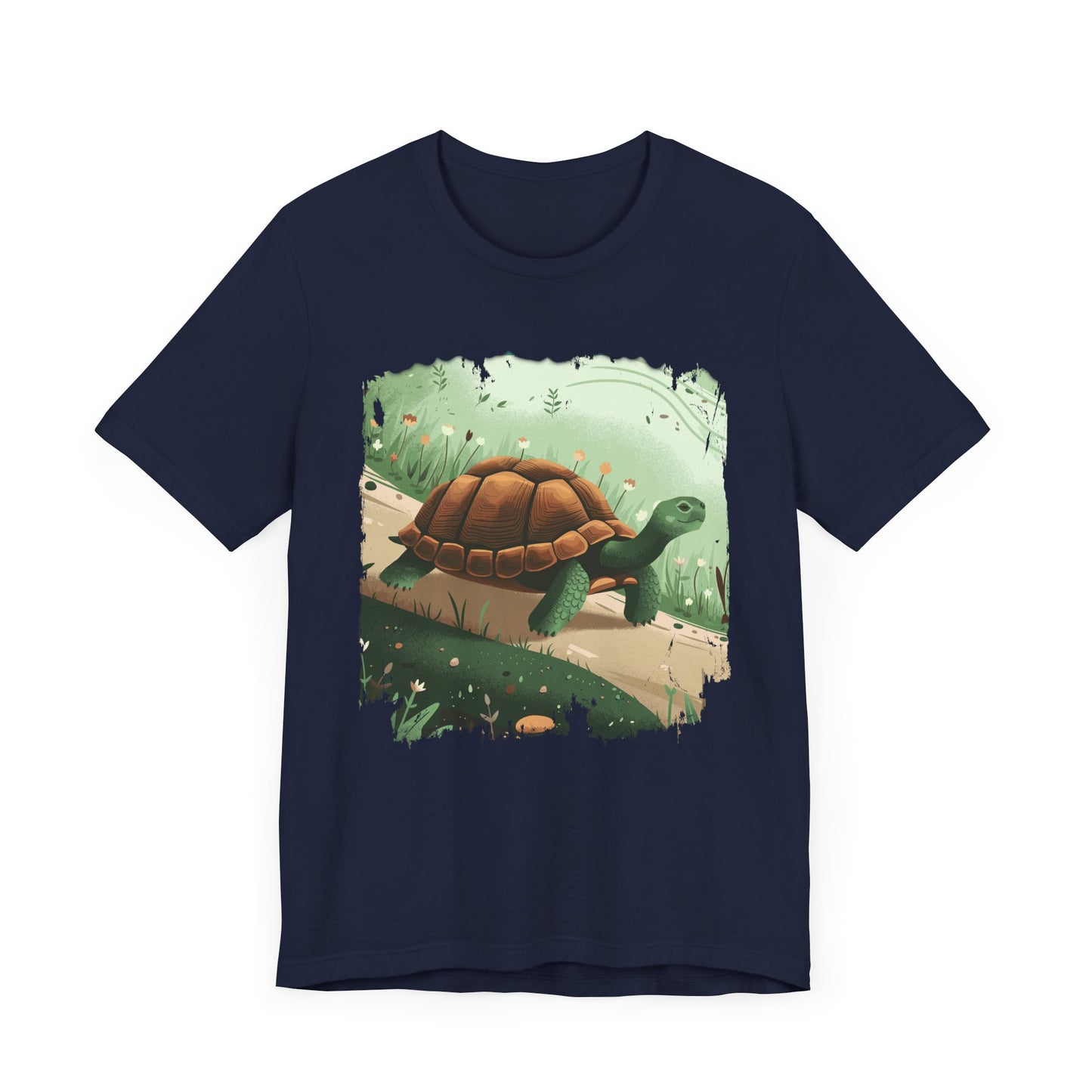 Brisk Tortoise Racing to the Finish Line with Breezy Green Pathway Graphic T-Shirt