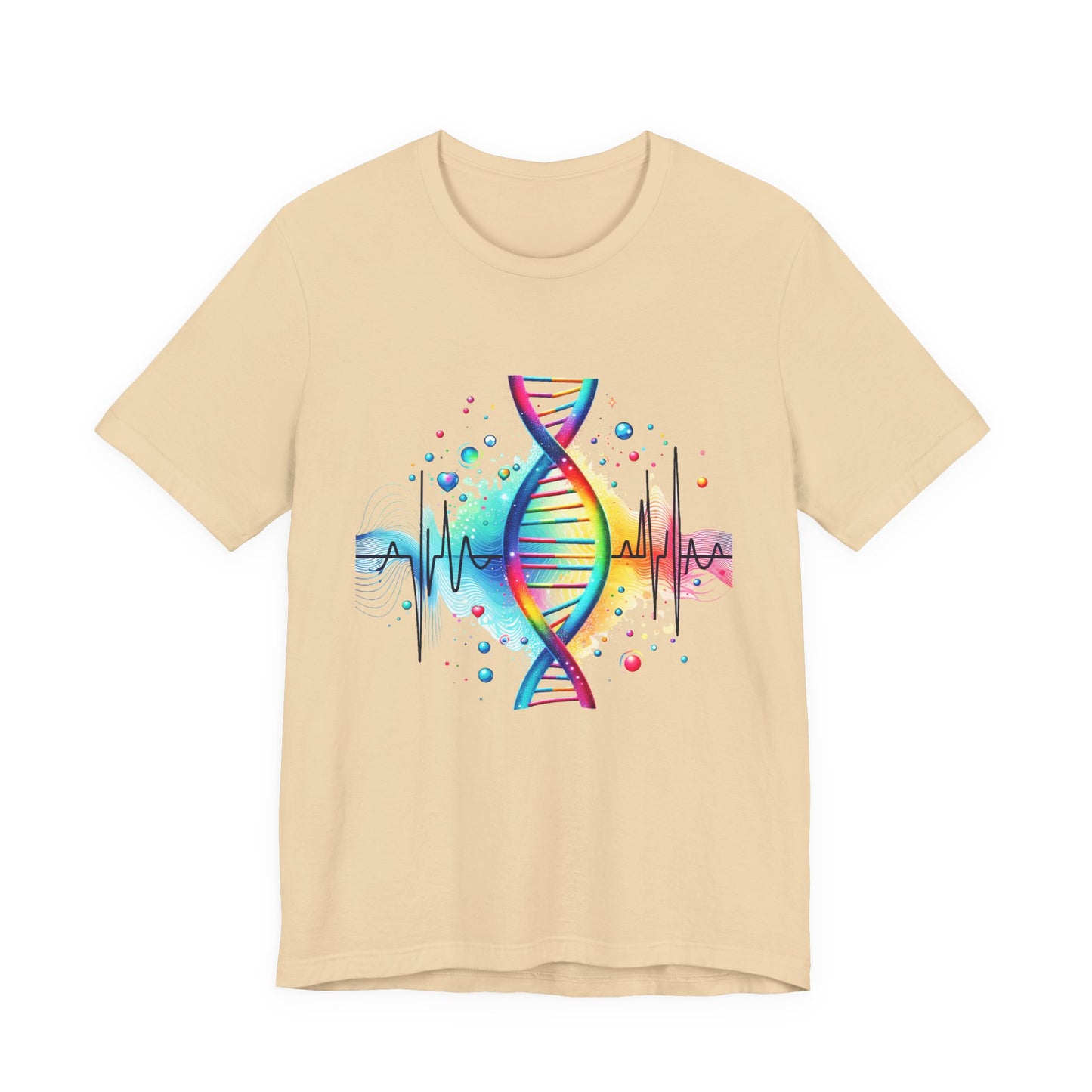 Life in Color – Vibrant DNA Helix with Medical Lifeline Graphic T-Shirt