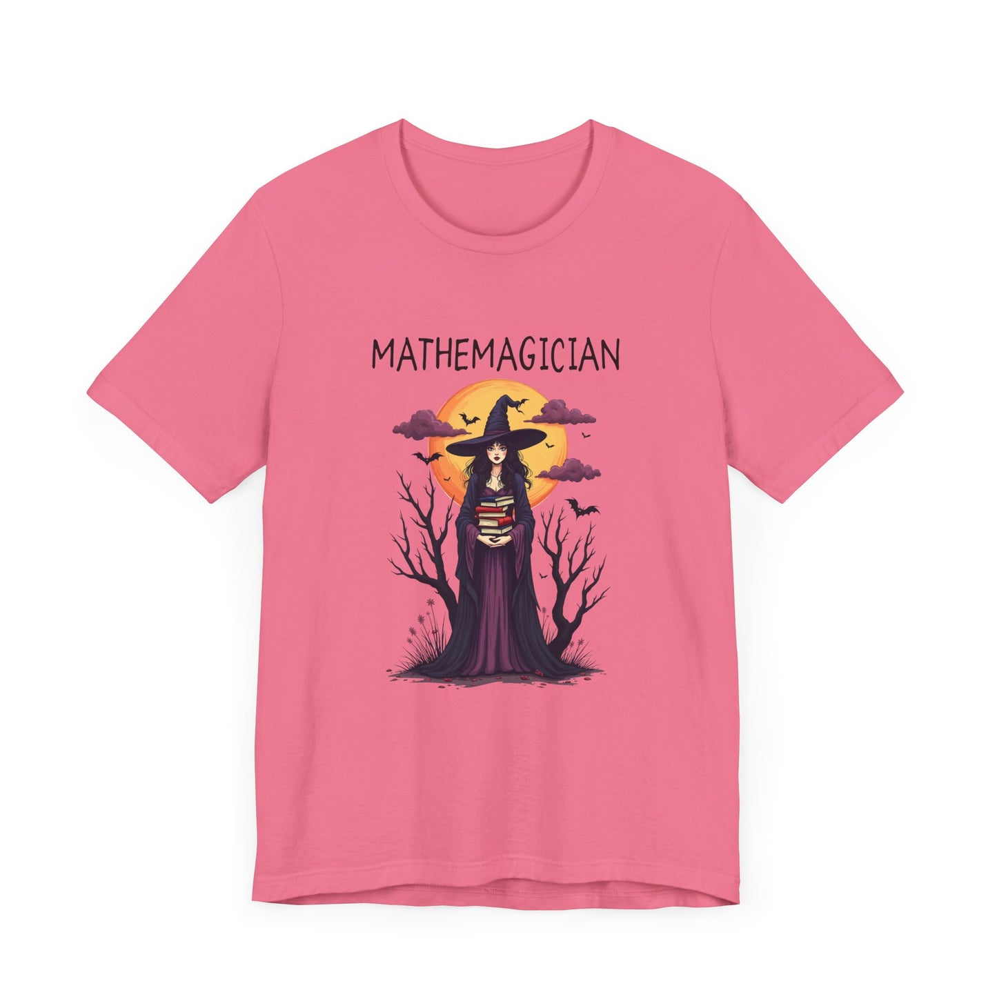 Enchanted Math Magician Tee – Witch with Books and Bats