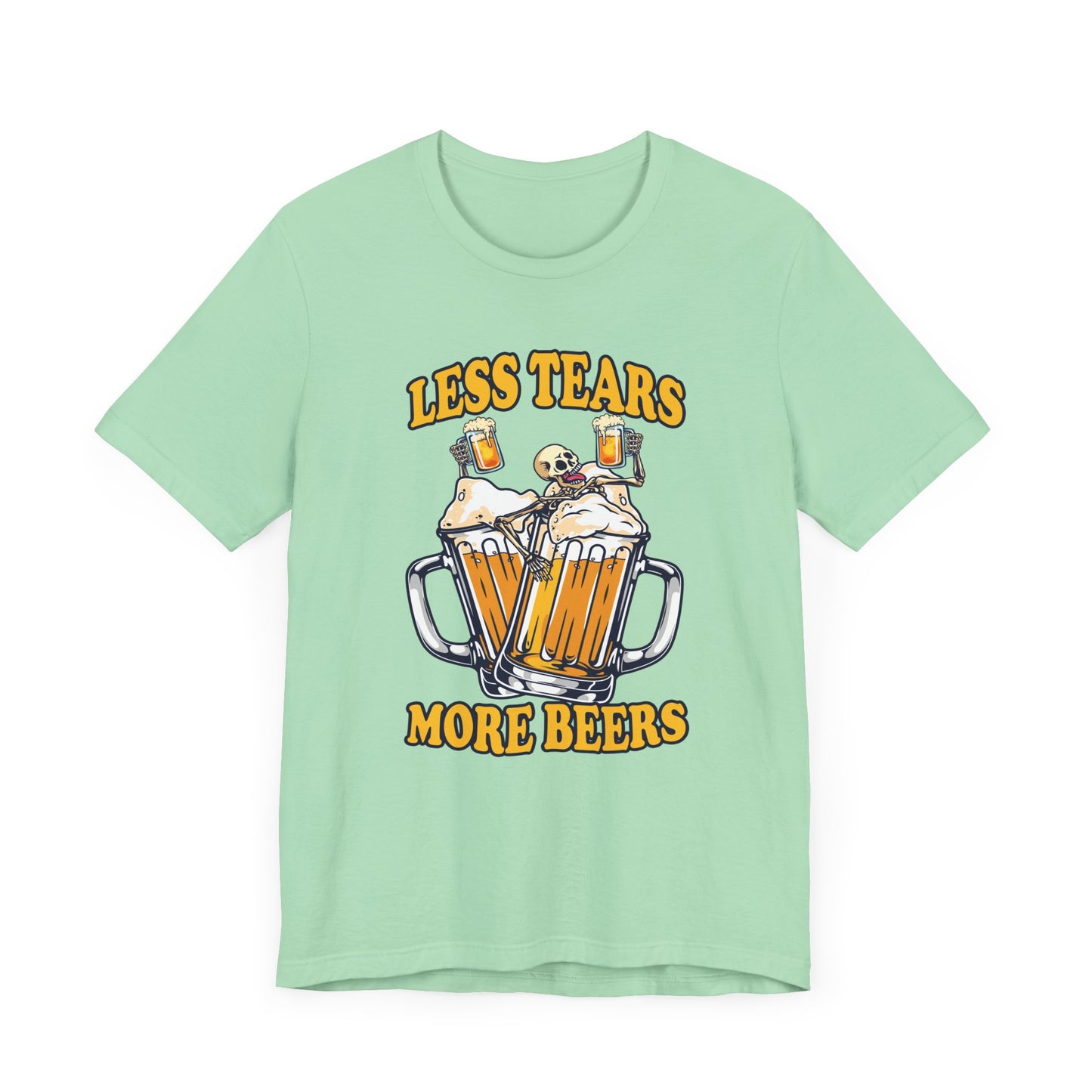 Less Tears More Beers Tee, Beer Lover Humor Shirt, Pub Life Graphic Tee, Funny Alcohol Mood Top, Chill and Cheer Gift