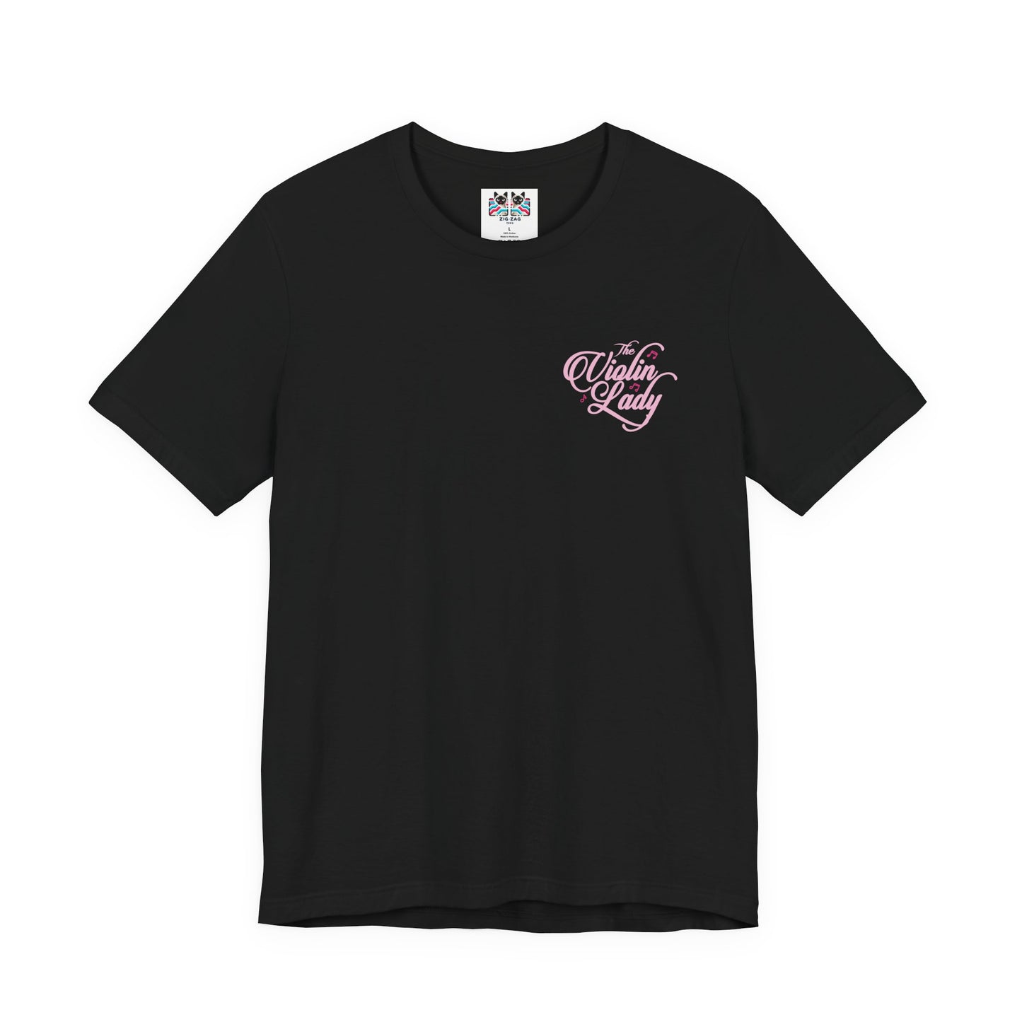 The Violin T-Shirt – Woman in Pink Dress with Flowers and Music Notes