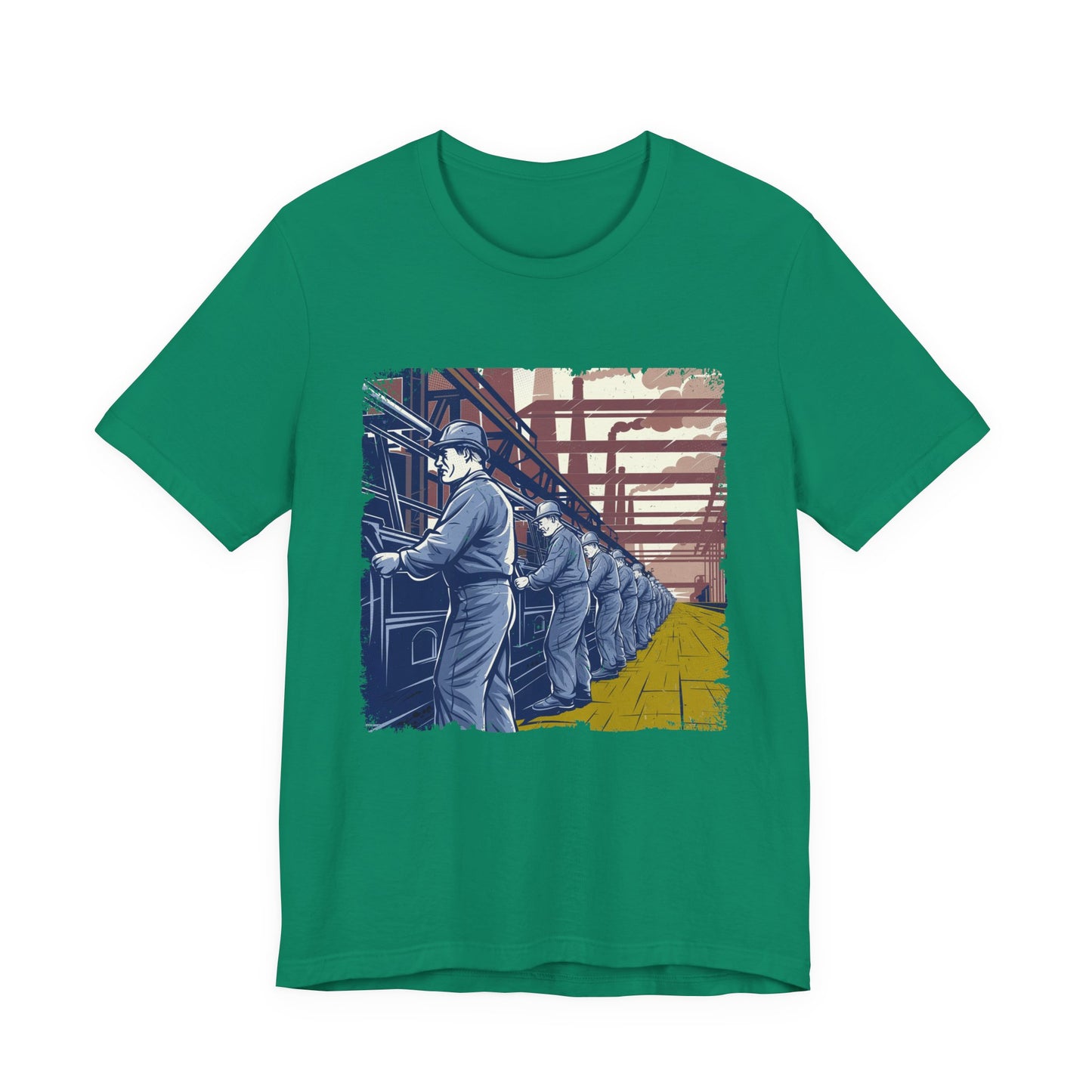 Factory Life, 1800s Edition Tshirt – Assembly Line Workers and Historic Factory Scene