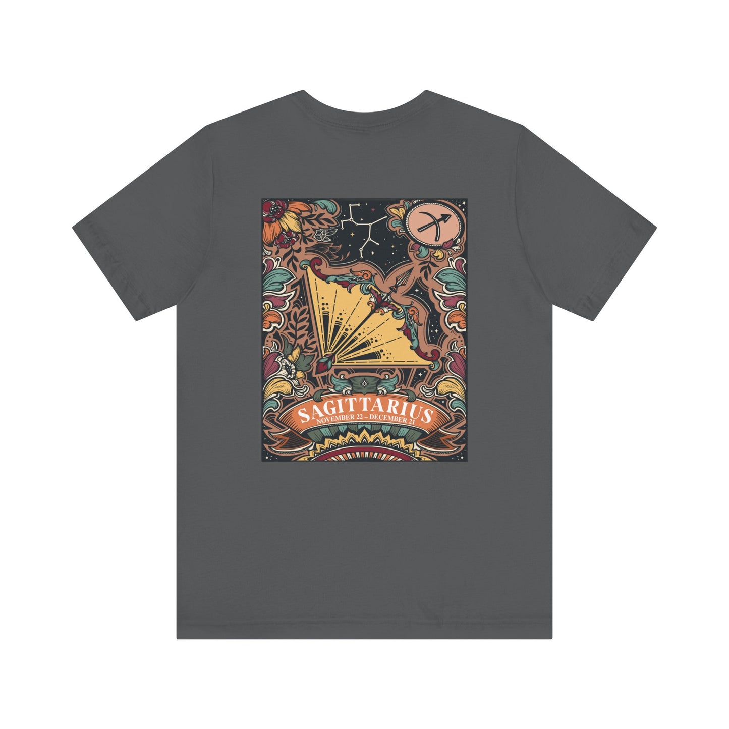 Sagittarius Zodiac T-Shirt – Constellation and Abstract Floral Design