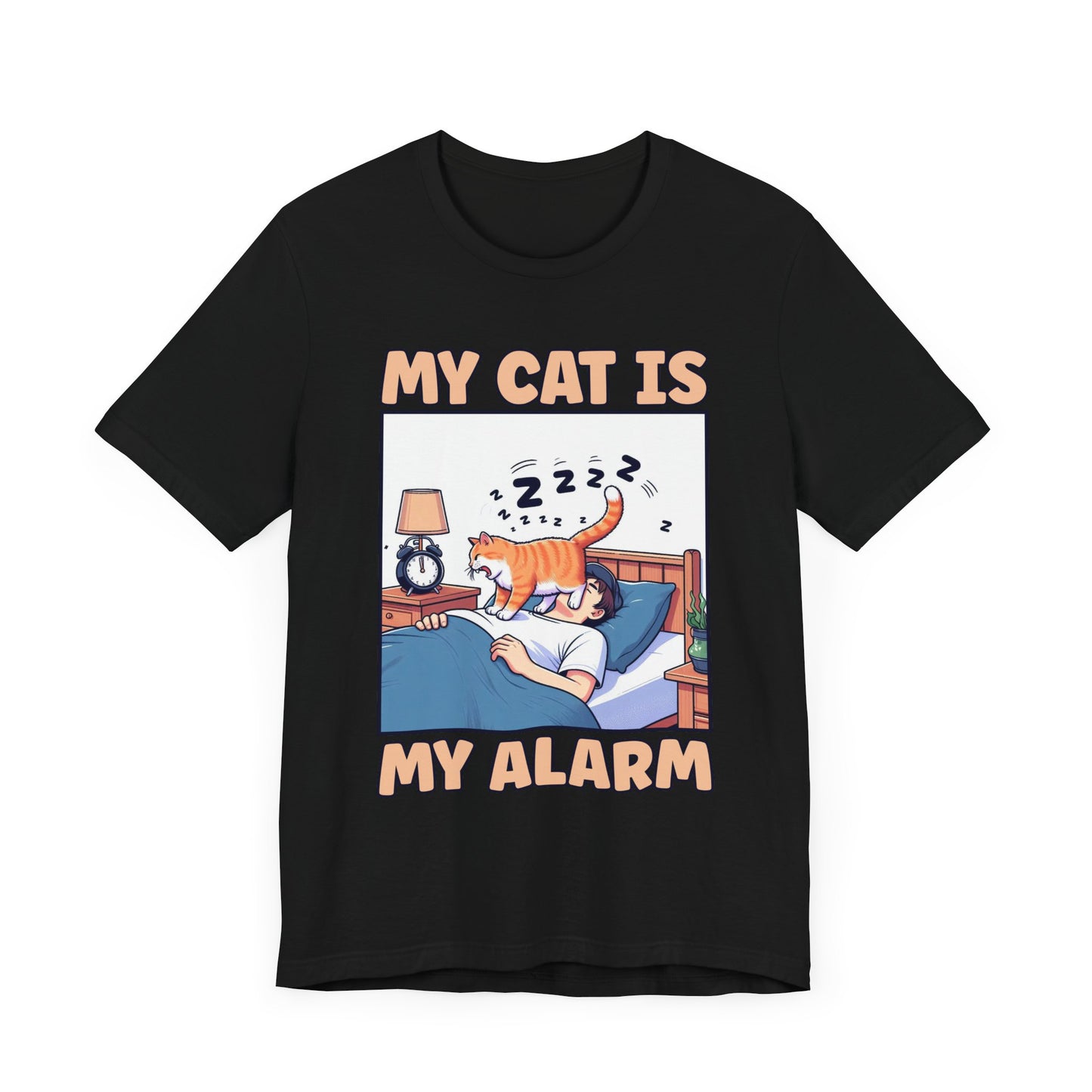 My Cat Is My Alarm Clock Shirt, Funny Cat Lover Tee, Pet Routine Humor T Shirt, Feline Morning Companion Apparel, Cute Cat Quote Top