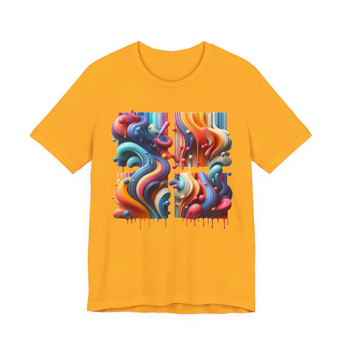 Drip Fusion Squares – Colorful Abstract Drip Art T-Shirt