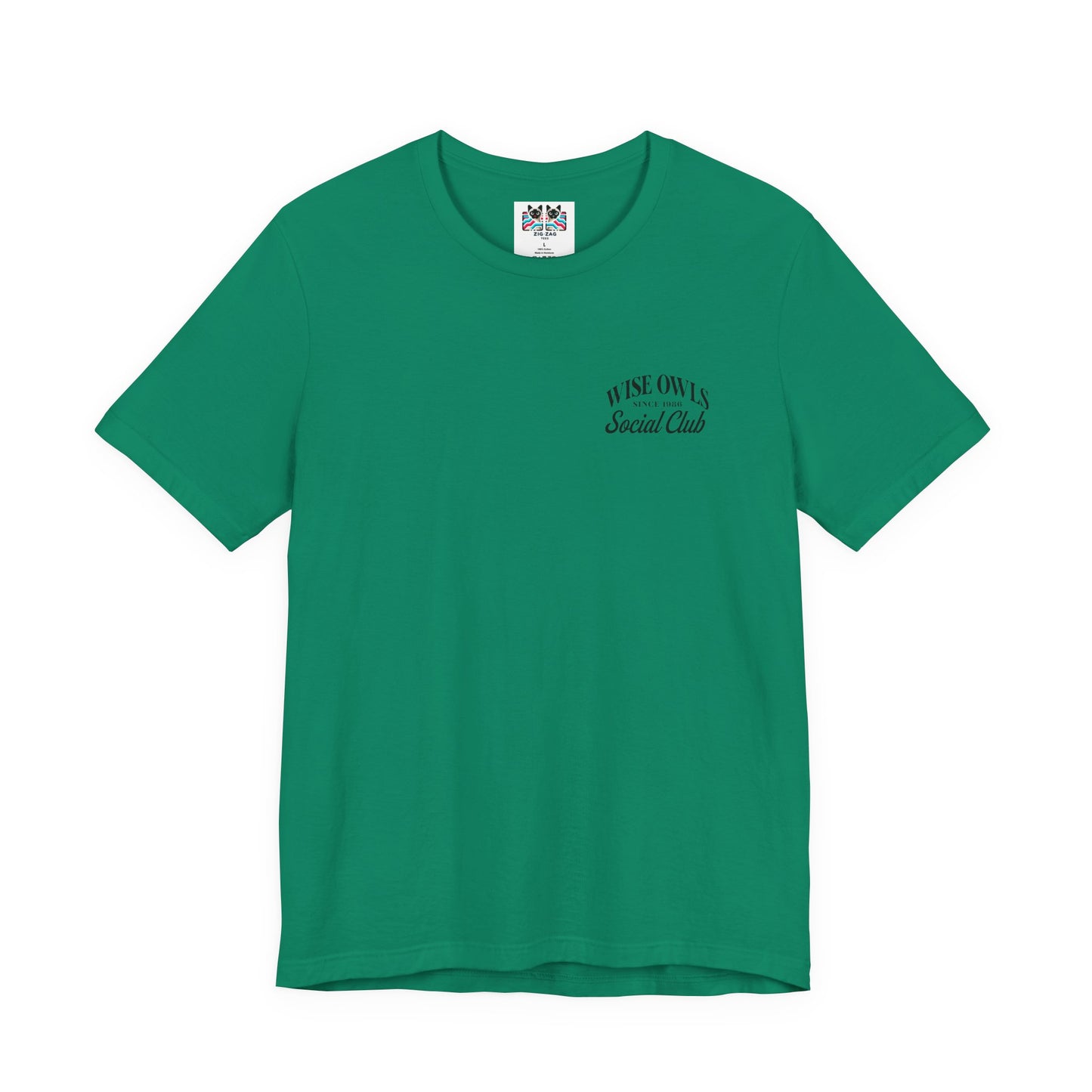 Wise Owl Social Club T-Shirt – Calm Owl on Branch with Empowering Text