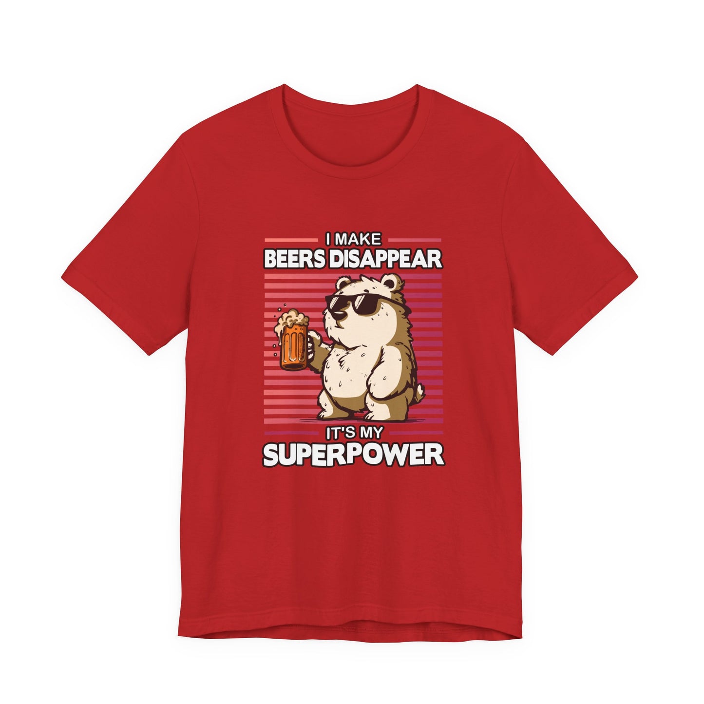 I Make Beers Disappear T-Shirt – Cool Bear With Sunglasses and Beer Funny Graphic Tee