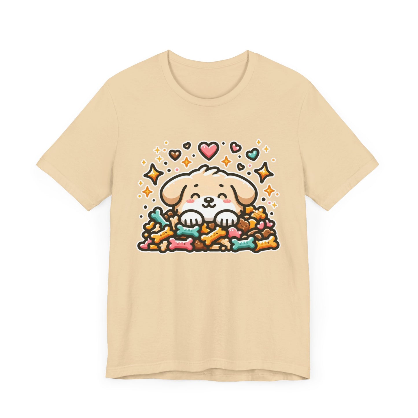 Puppy Face & Paw on a Pile of Treats | Stars & Hearts Reaction Graphic T-Shirt