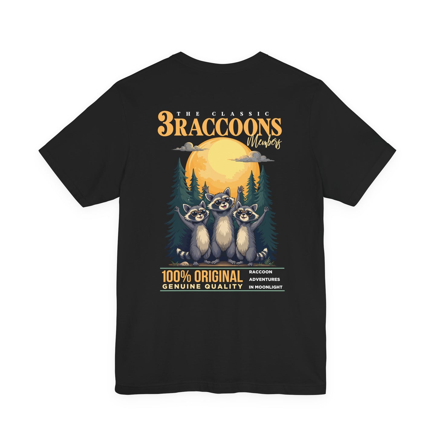 The Classic 3 Raccoons Members T-Shirt – Moonlight Raccoon Adventure Graphic
