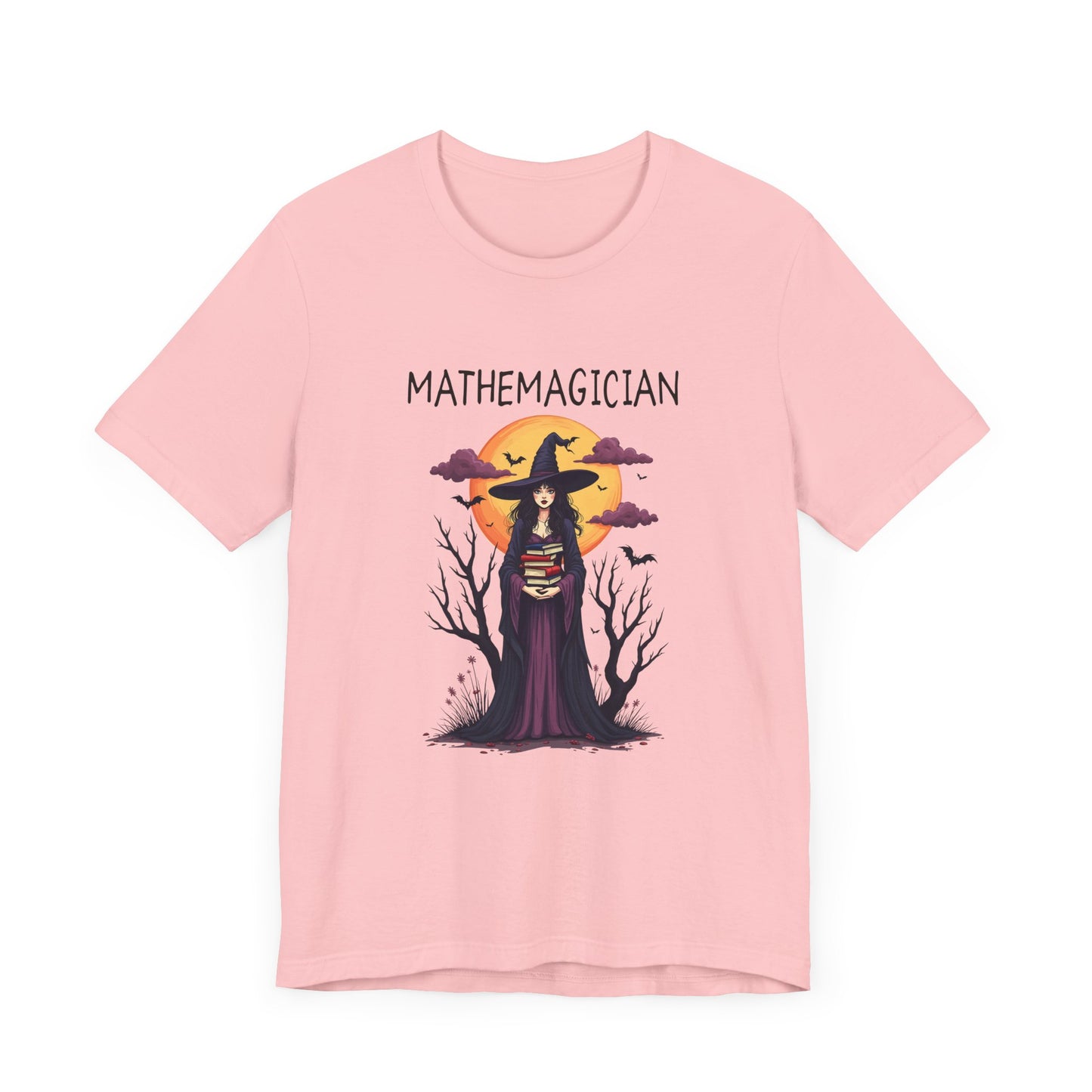 Enchanted Math Magician Tee – Witch with Books and Bats