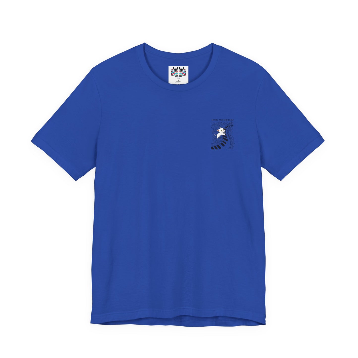 Music and Mischief T-Shirt – Piano and Playful Cat Graphic