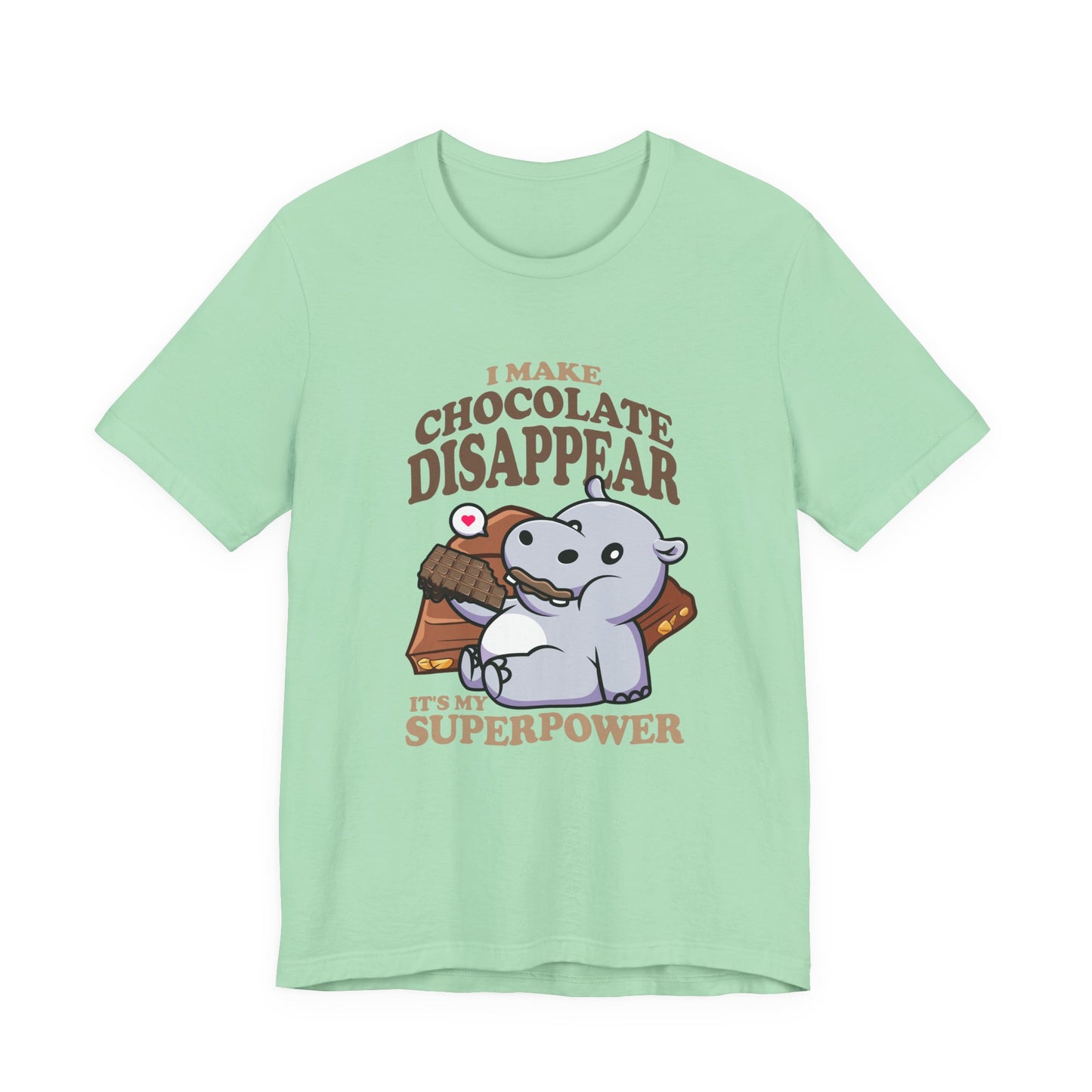 I Make Chocolate Disappear T-Shirt – Adorable Baby Rhino With Chocolate Funny Super Power Graphic Tee